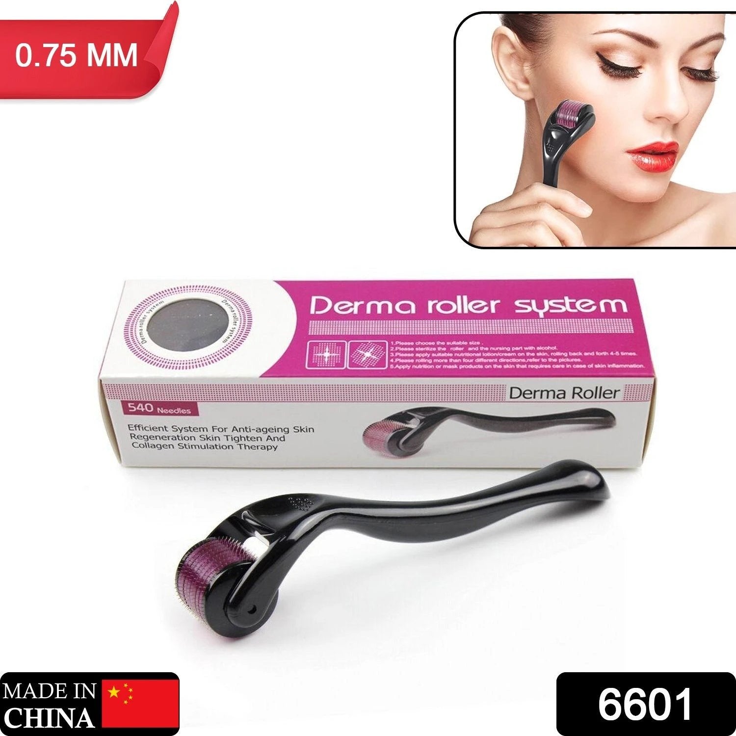6601 Derma Roller Anti Ageing And Facial Scrubs  Polishes Scar Removal Hair Regrowth (0.75mm) - 69kart