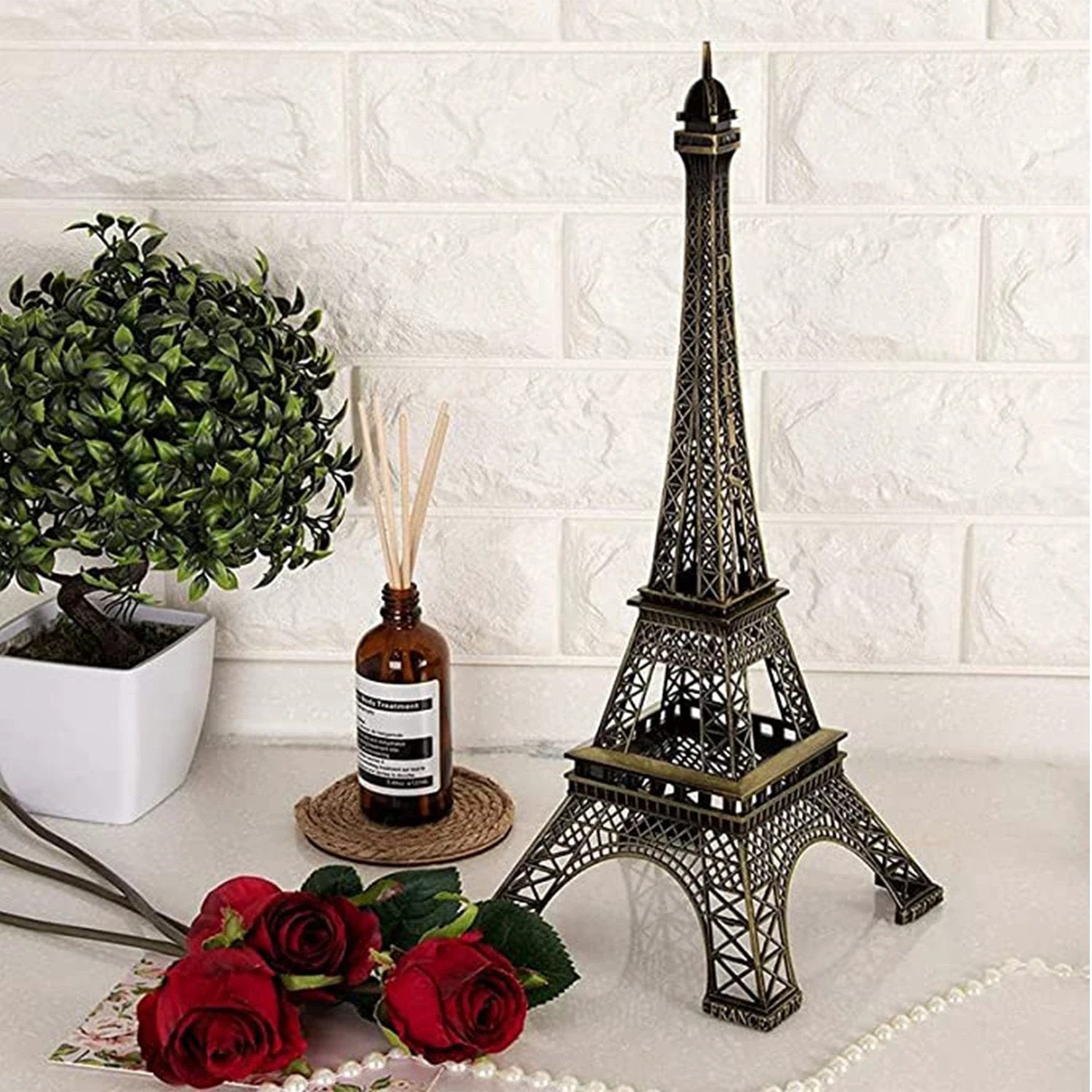 4733 Antique Finish 3d Metal Paris Eiffel Tower Metal Craft Famous Landmark Building Metal Statue Cabinet Office Gifts Decorative Showpiece. by Wukusy