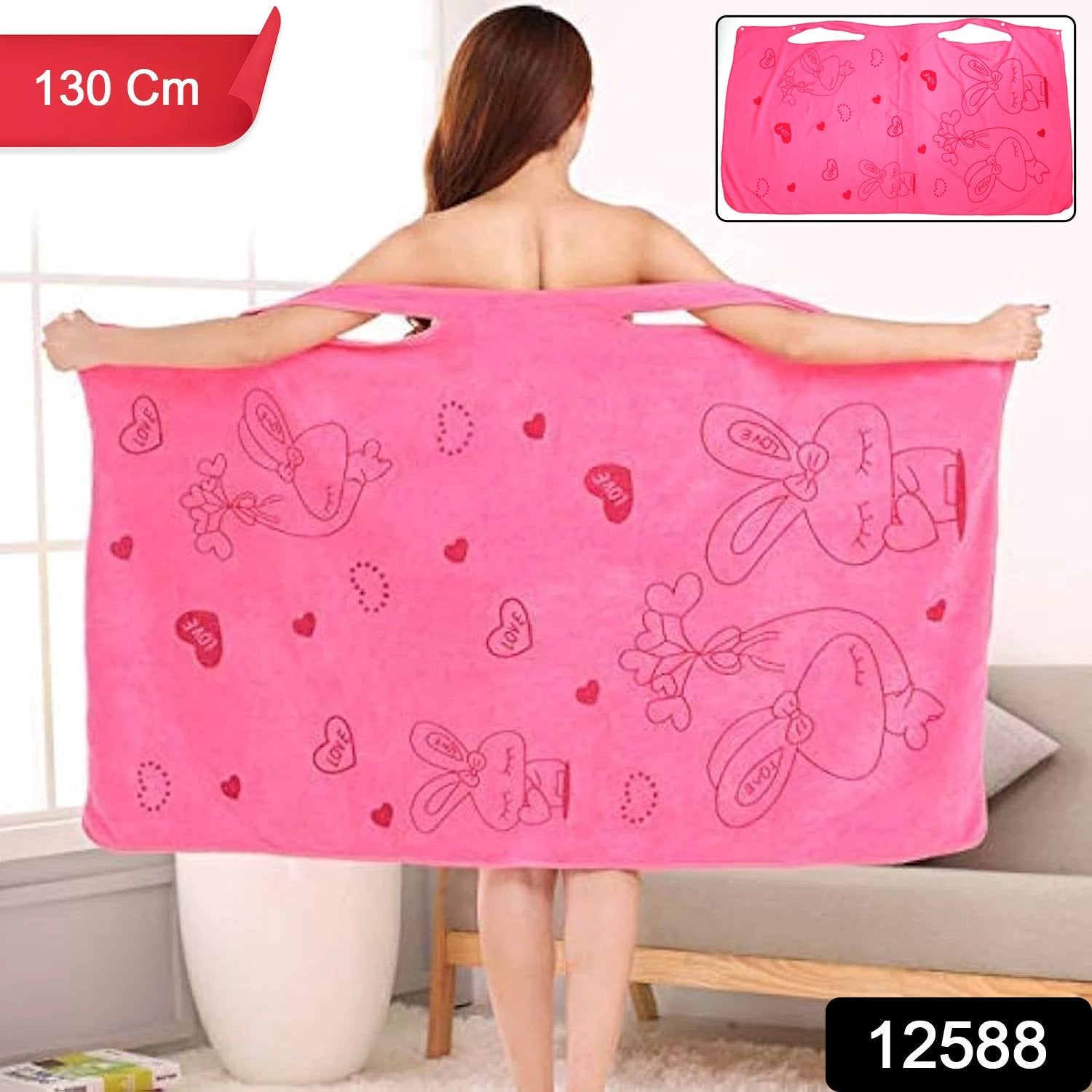 Soft  Absorbent Microfiber Bath Towel Wrap With Shoulder Straps (1 Pc) - 69KART