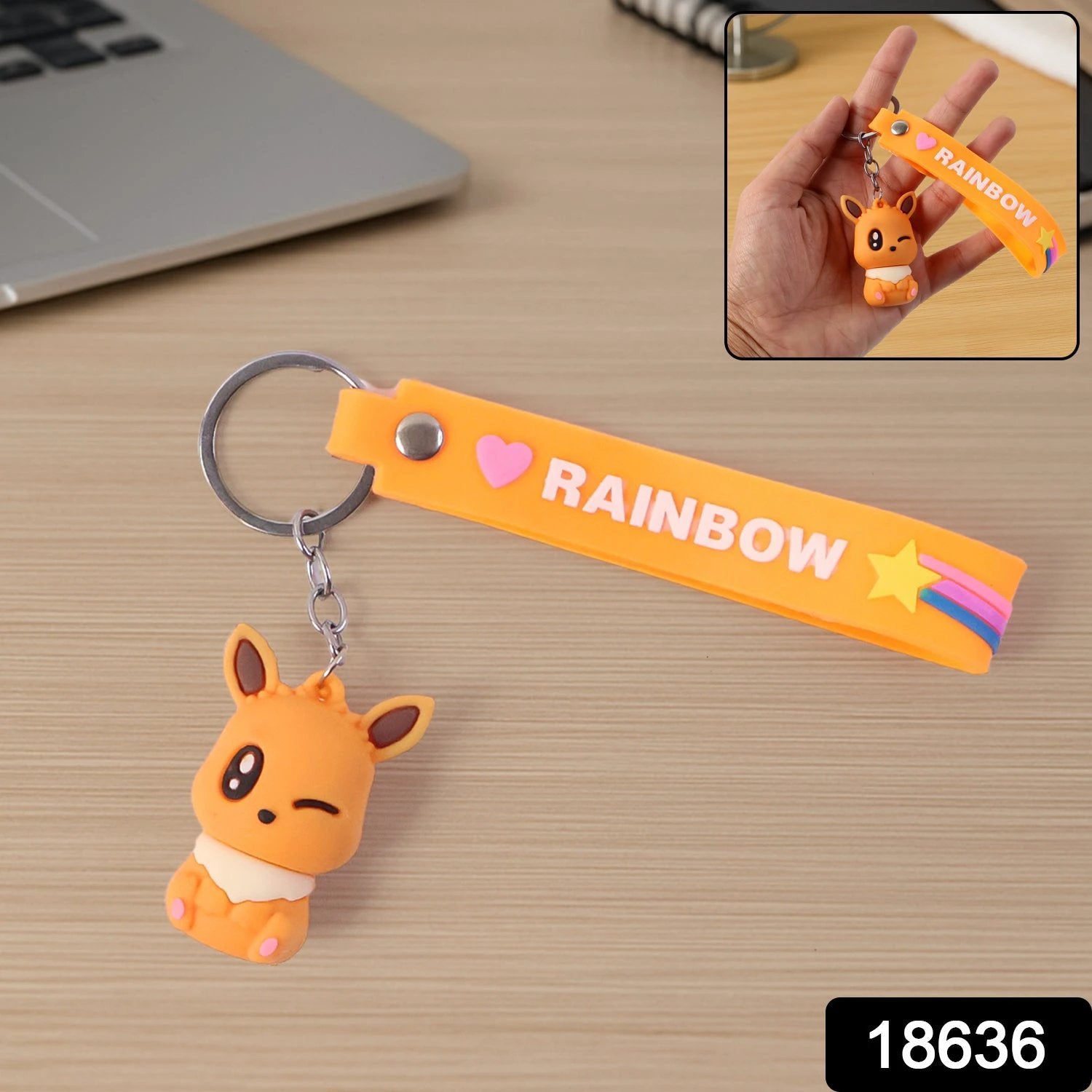 Cute Cartoon Silicone 3d Key Chain With Metal Hook  Strap (Pack Of 1) - 69KART