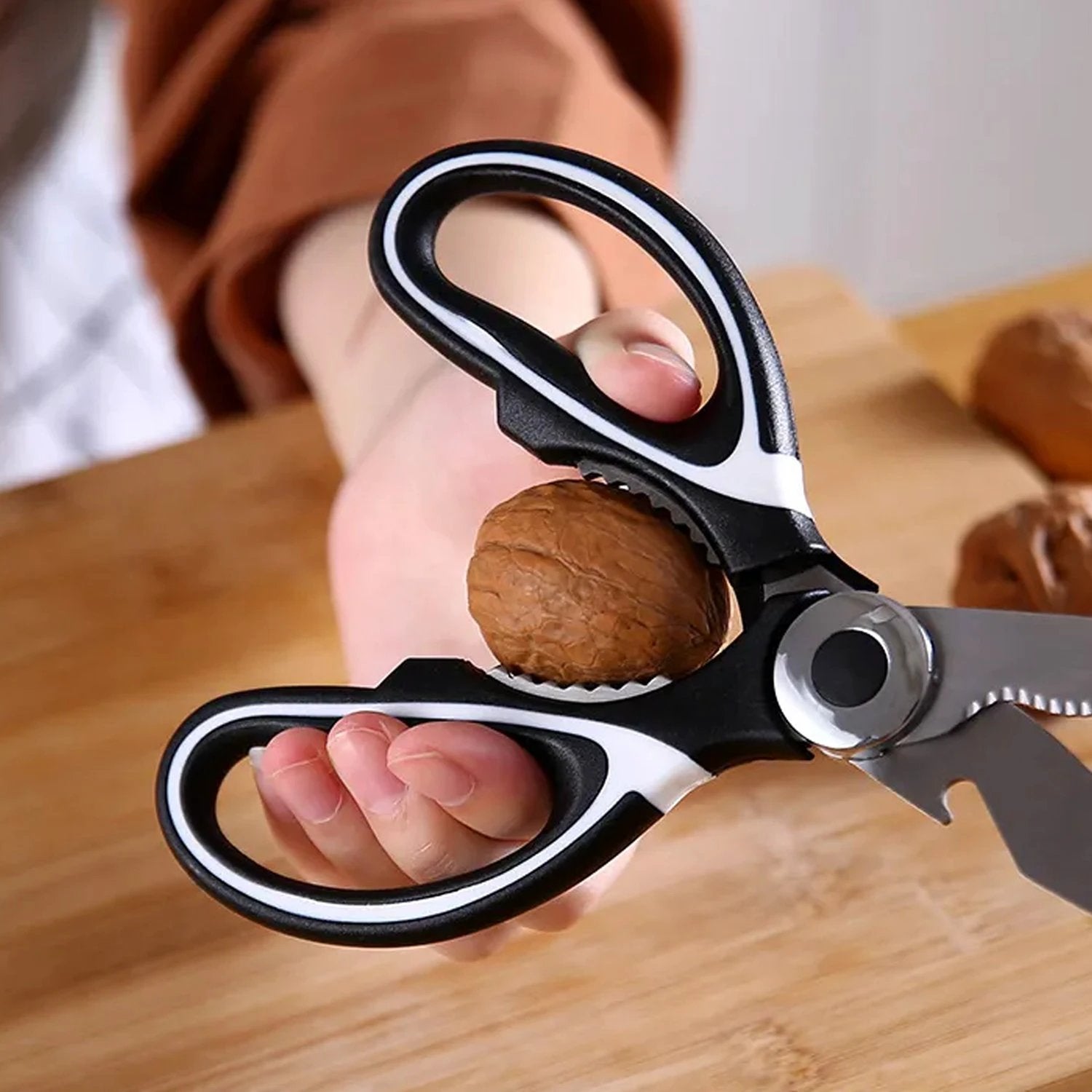 3 In1 Multi-function Kitchen Household For Vegetables Fruit Cheese Meat Slices With Bottle Opener Stainless Steel Sea Food Scissor (1 Pc ) by Wukusy