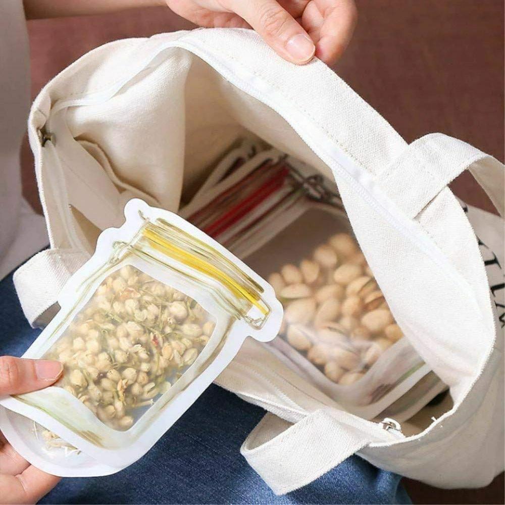 1073 Reusable Airtight Seal Plastic Food Storage Mason Jar Zipper (150ml) by Wukusy
