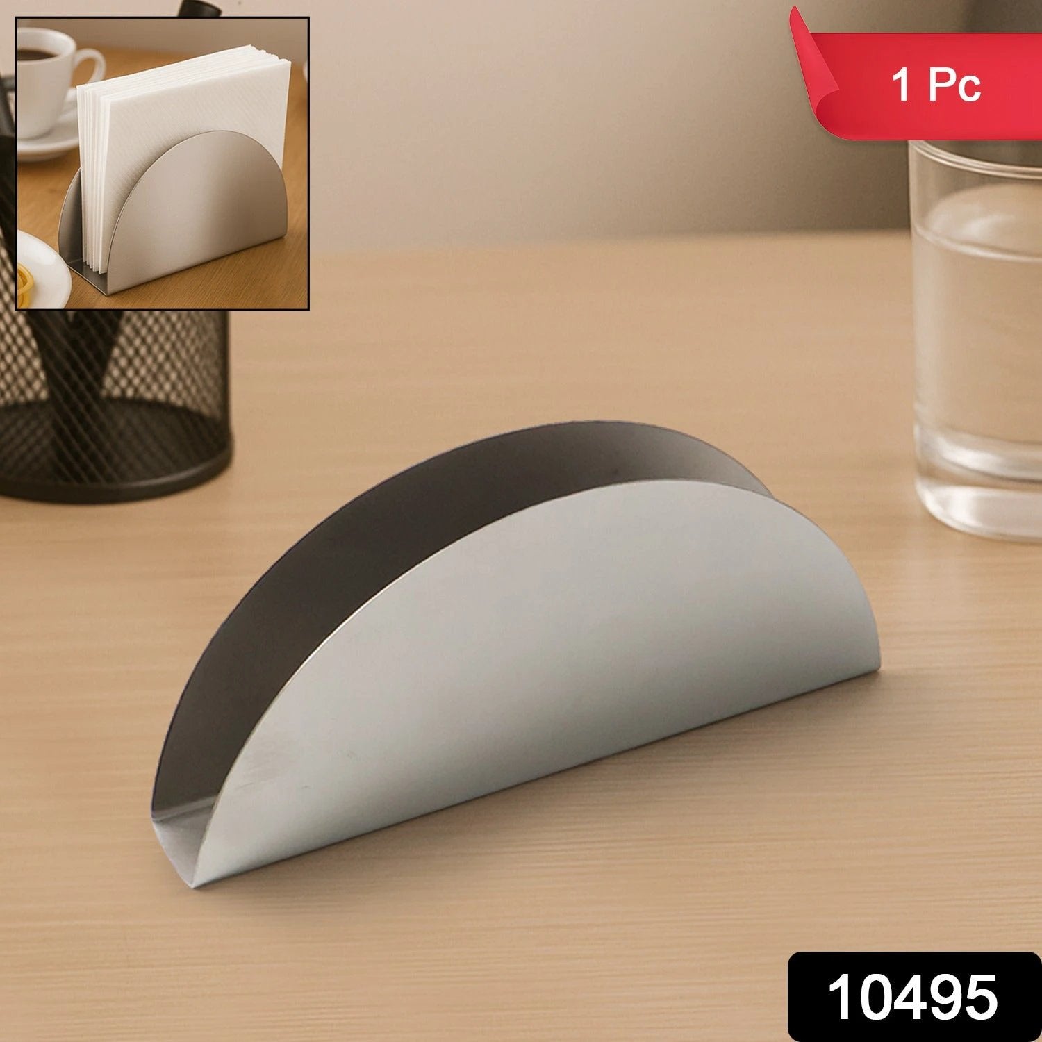 Stainless Steel Half-moon Shaped Tissue Paper Napkin Holder Stand (1 Pc) by Wukusy