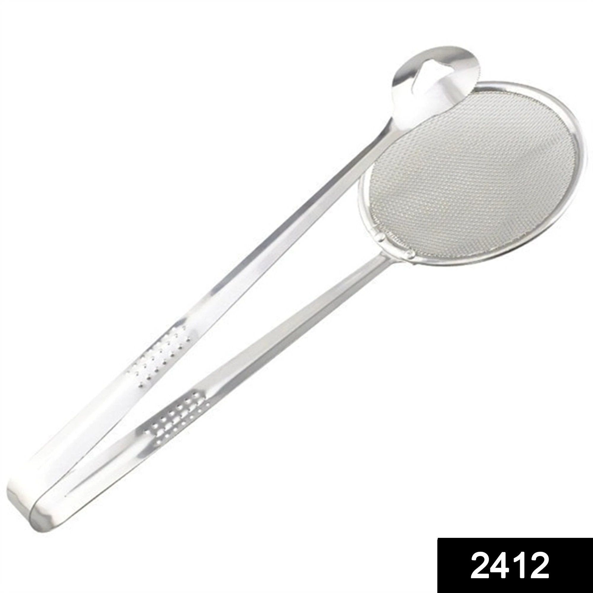 2412 2in1 Stainless Steel Filter Spoon With Clip Food Kitchen Oil-frying Multi-functional by Wukusy