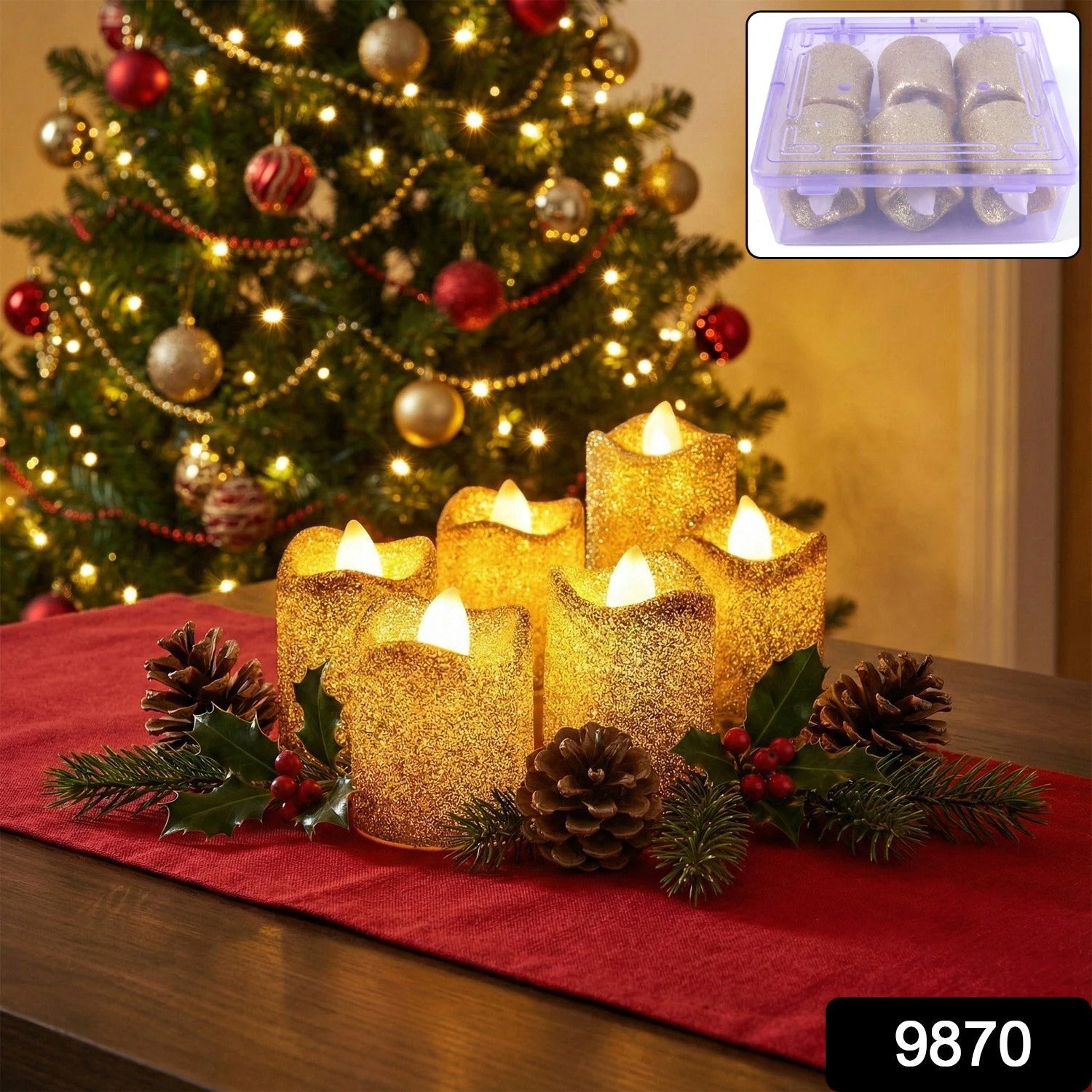 LED Glitter Tealight Candles - 6 Piece Set by Wukusy