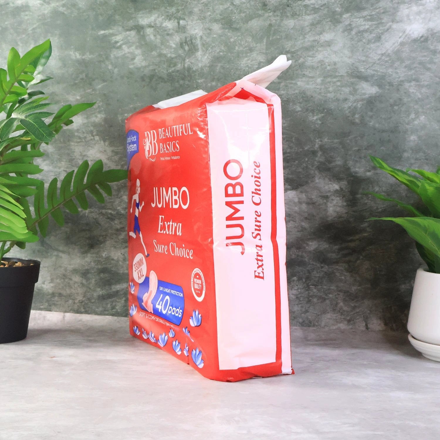Beautiful Basics Jumbo Extra Sure Choice Sanitary Pads Xxl 330mm (40 Pc) - 69KART