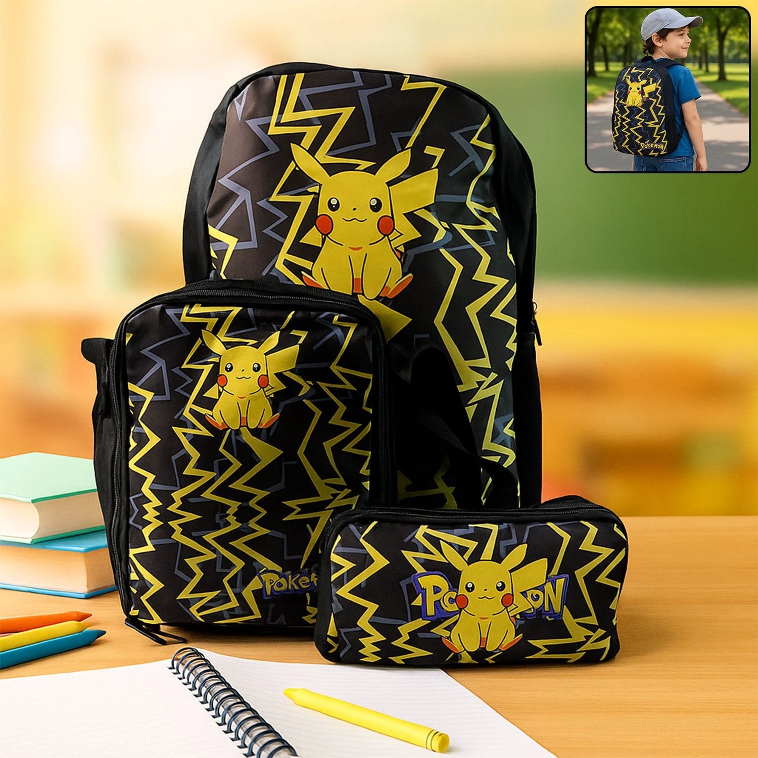 Cartoon Character School Bag Combo Set For Kids (3 Pc) by Wukusy