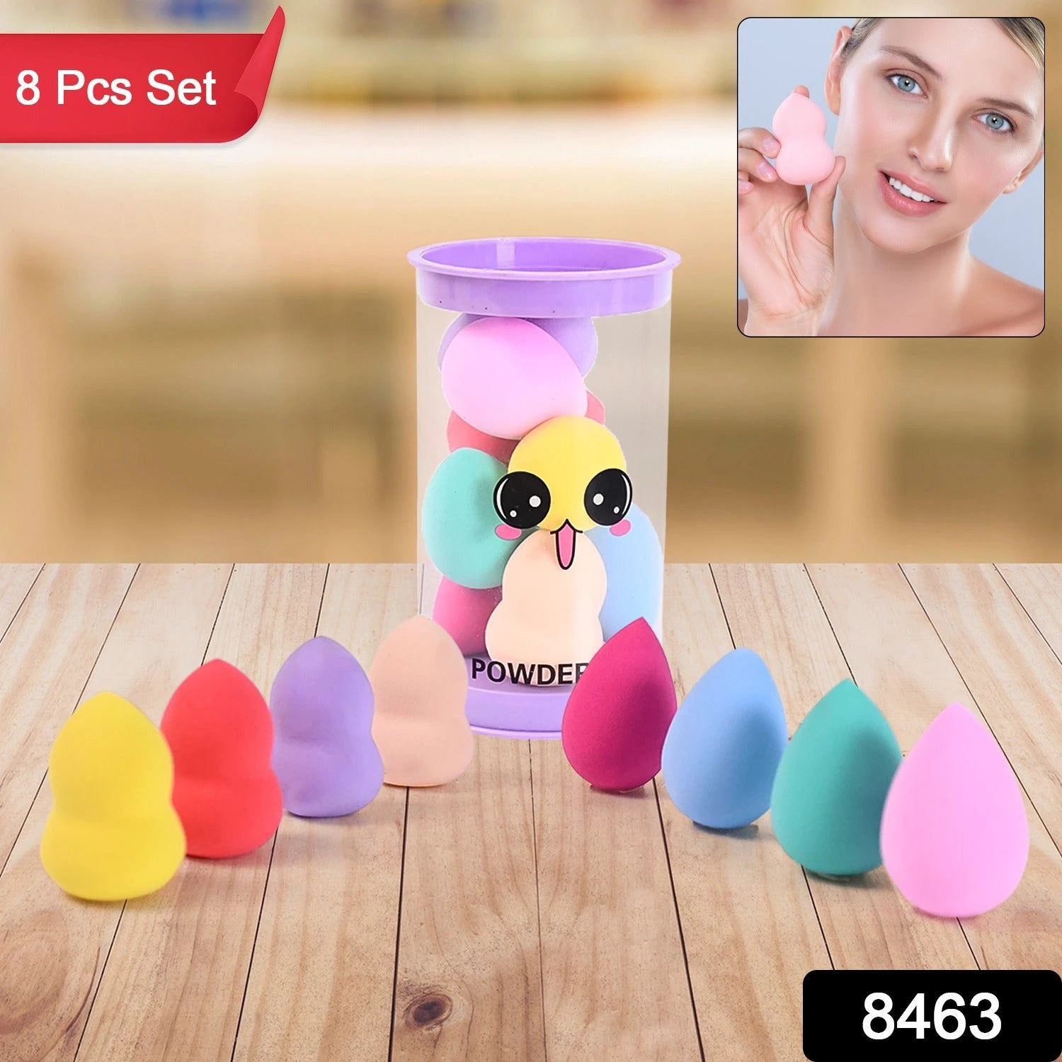 Makeup Beauty Powder Puff (8 Pcs Set  With Case  Mix Color) - 69KART