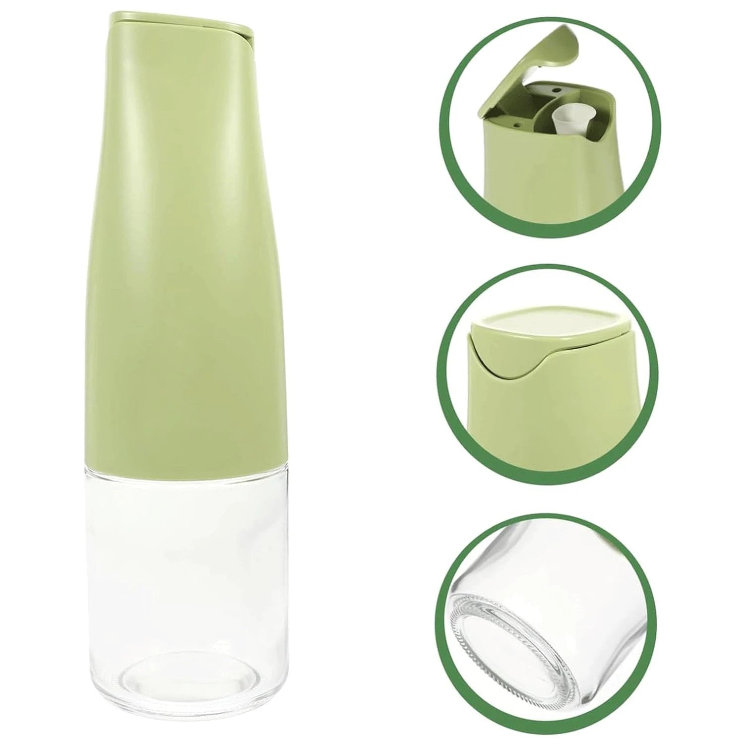 8214 Oil Dispenser 500ml Cooking Oil Dispensing Cruets Oil Bottle With Automatic Open Lid Kitchen Glass Oil Pot Cooking Oil Bottle For Kitchen Grilling Frying (500 Ml) - 69kart