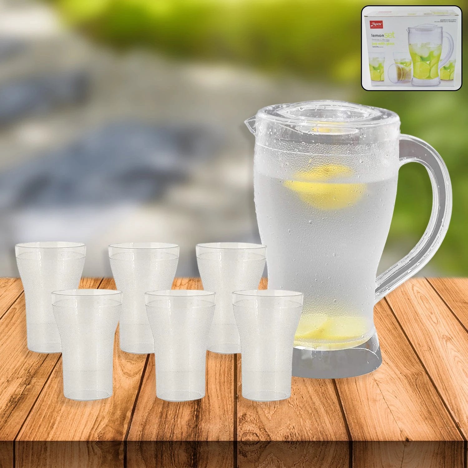 Apex Unbreakable Lemon Jug Set With 6 Glasses  1200ml Jug + 300ml Glasses Approx - 69kart