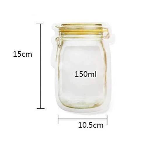 1073 Reusable Airtight Seal Plastic Food Storage Mason Jar Zipper (150ml) by Wukusy