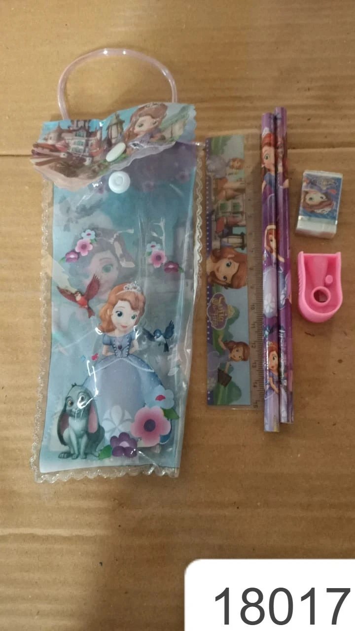 5 In 1 Mix Stationery Gift Set For Kids Stationary Set Including 2 Pencil Ruler Rubber Pencil Sharpener School Office Product Gift (5 Pcs Set) - 69KART