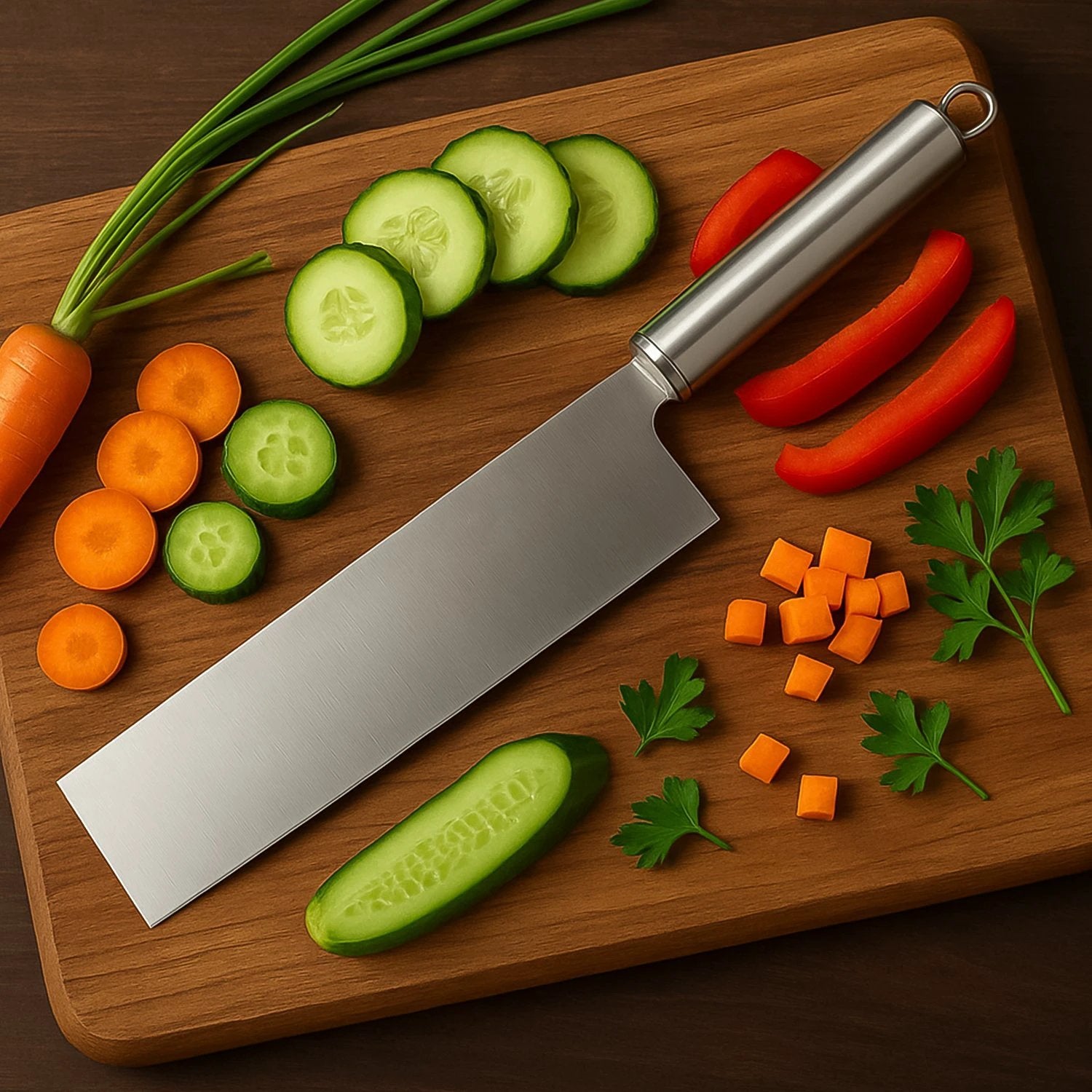 Professional-grade Stainless Steel Vegetable Cleaver Knife 1 Pc by Wukusy