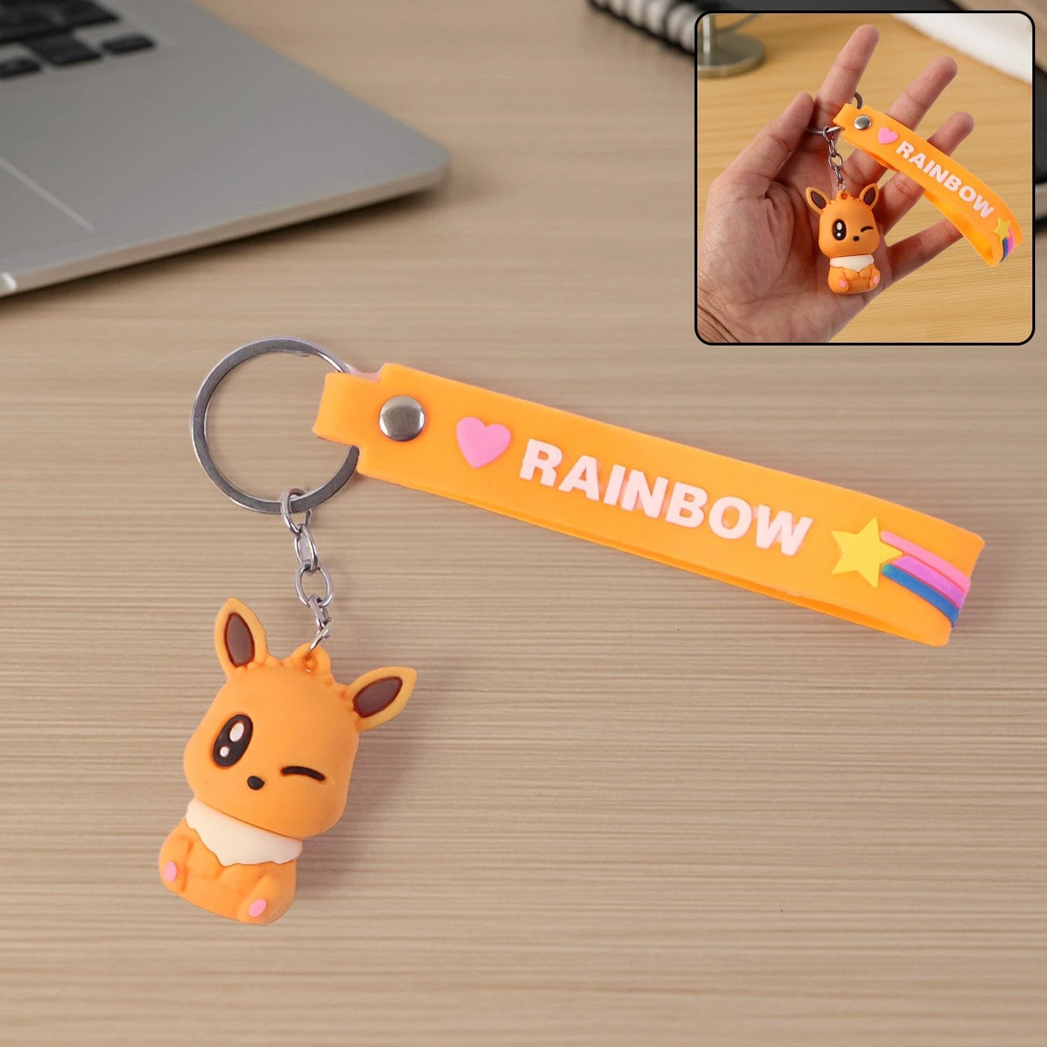 Cute Cartoon Silicone 3d Key Chain With Metal Hook  Strap (Pack Of 1) - 69KART
