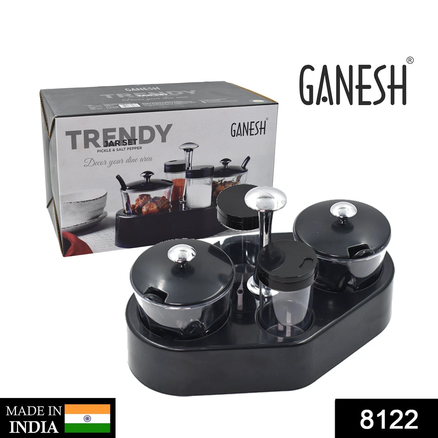 8122 Ganesh Rendy Condiment Set For Kitchen Transparent Jar For Easy To Access Spice 1 Piece Spice Set  (Plastic) - 69KART