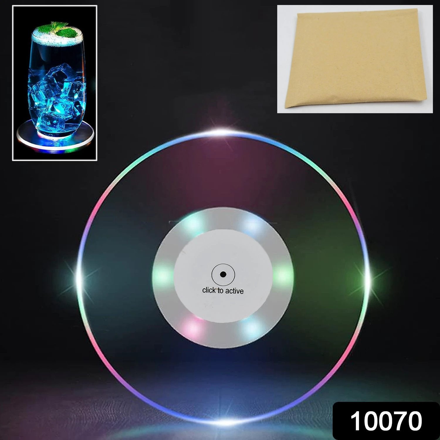 Colorful Led Cocktail Coaster Round Ultra-thin Led Drink Coaster (1 Pc) by Wukusy