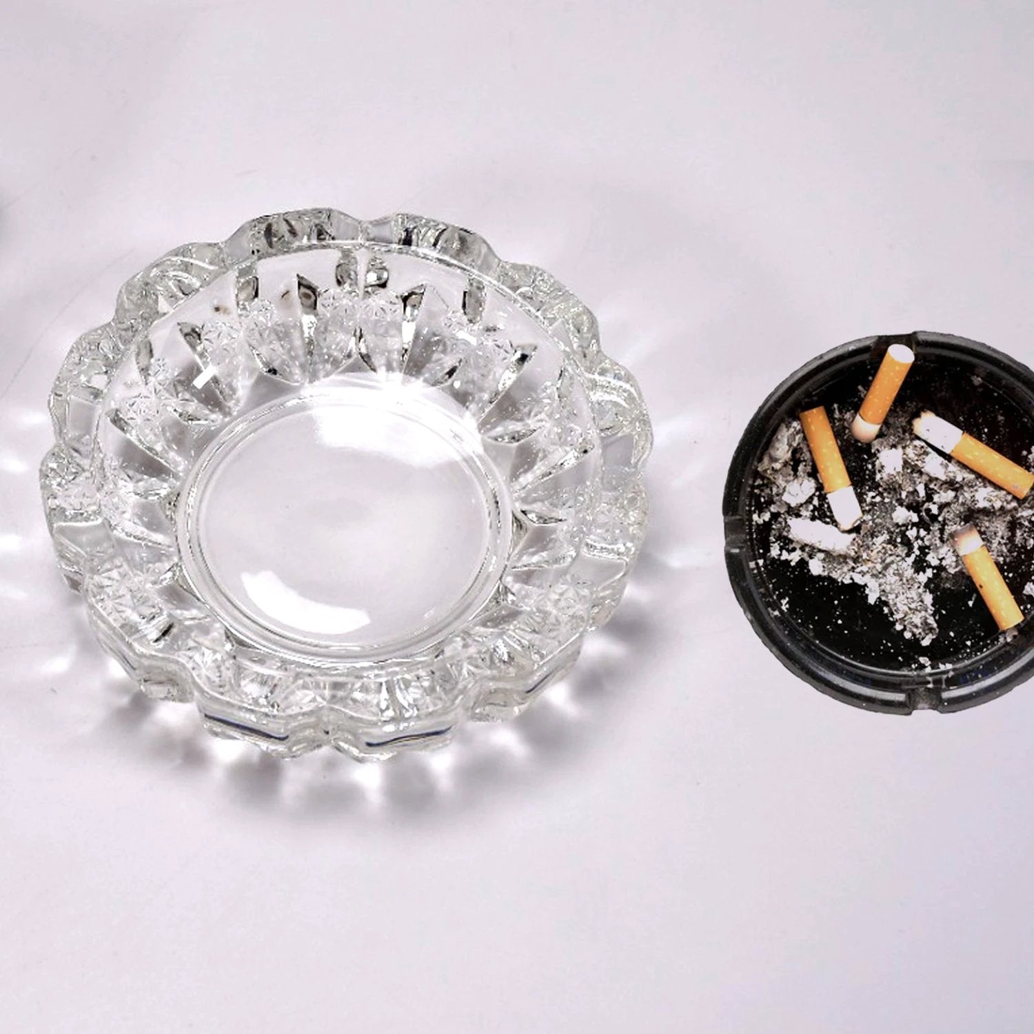 4066 Paricutin Glass Crystal Quality Cigar Cigarette Ashtray Round Tabletop For Home Office Indoor Outdoor Home Decor by Wukusy
