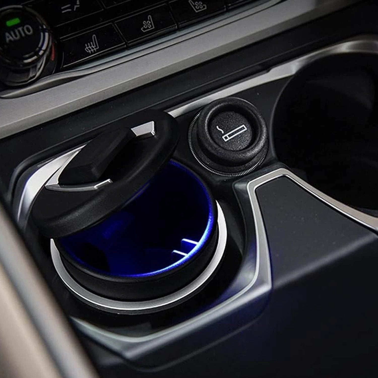 Portable Car Ashtray With Lid And Blue Led Light (1 Pc) - 69kart