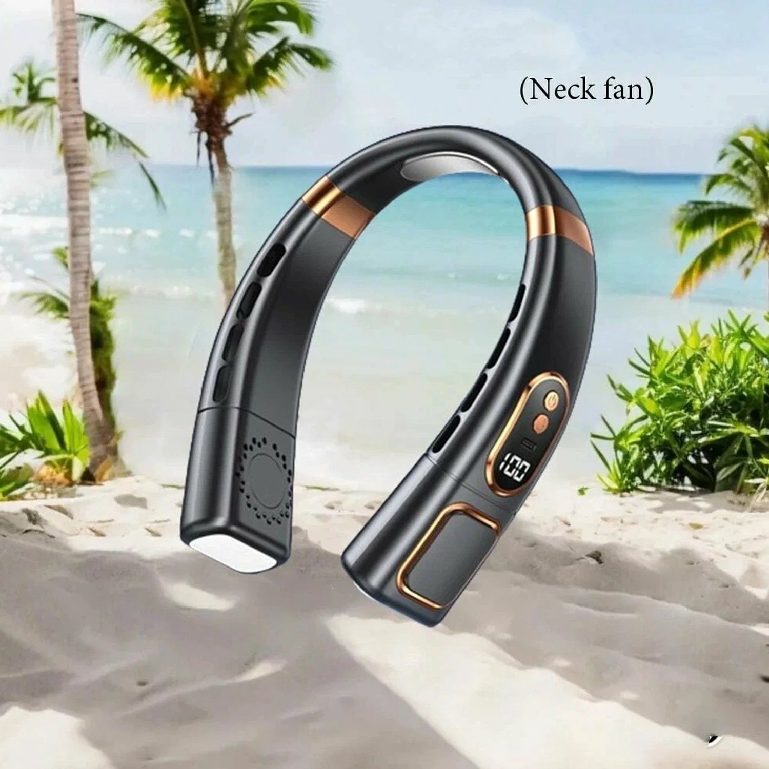 Premium Usb Rechargeable Fashion Neck Fan With Digital Display (1 Pc) - 69KART