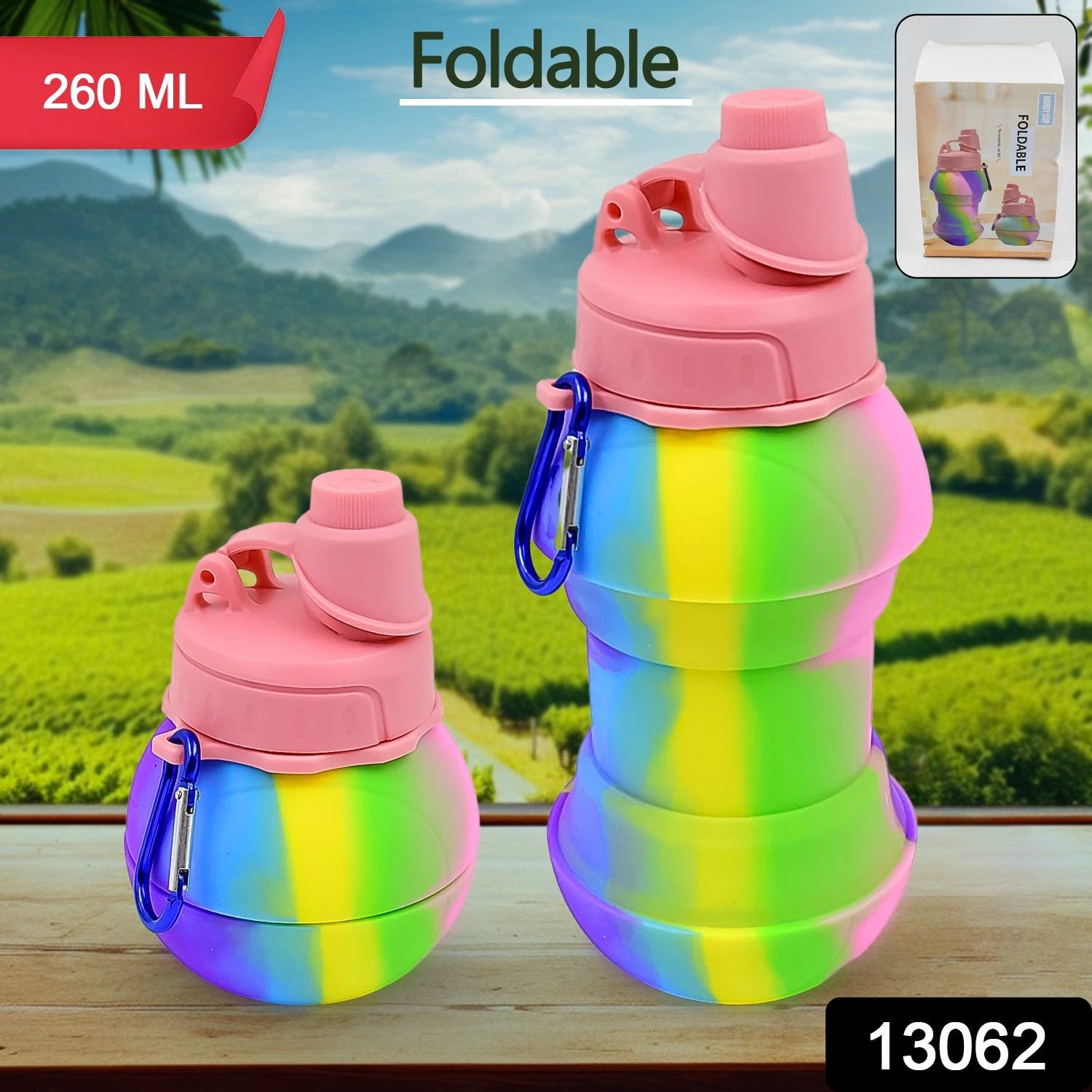 Flexible Collapsible Silicone Sports Water Bottle (260 Ml 20 Cm Folding) by Wukusy