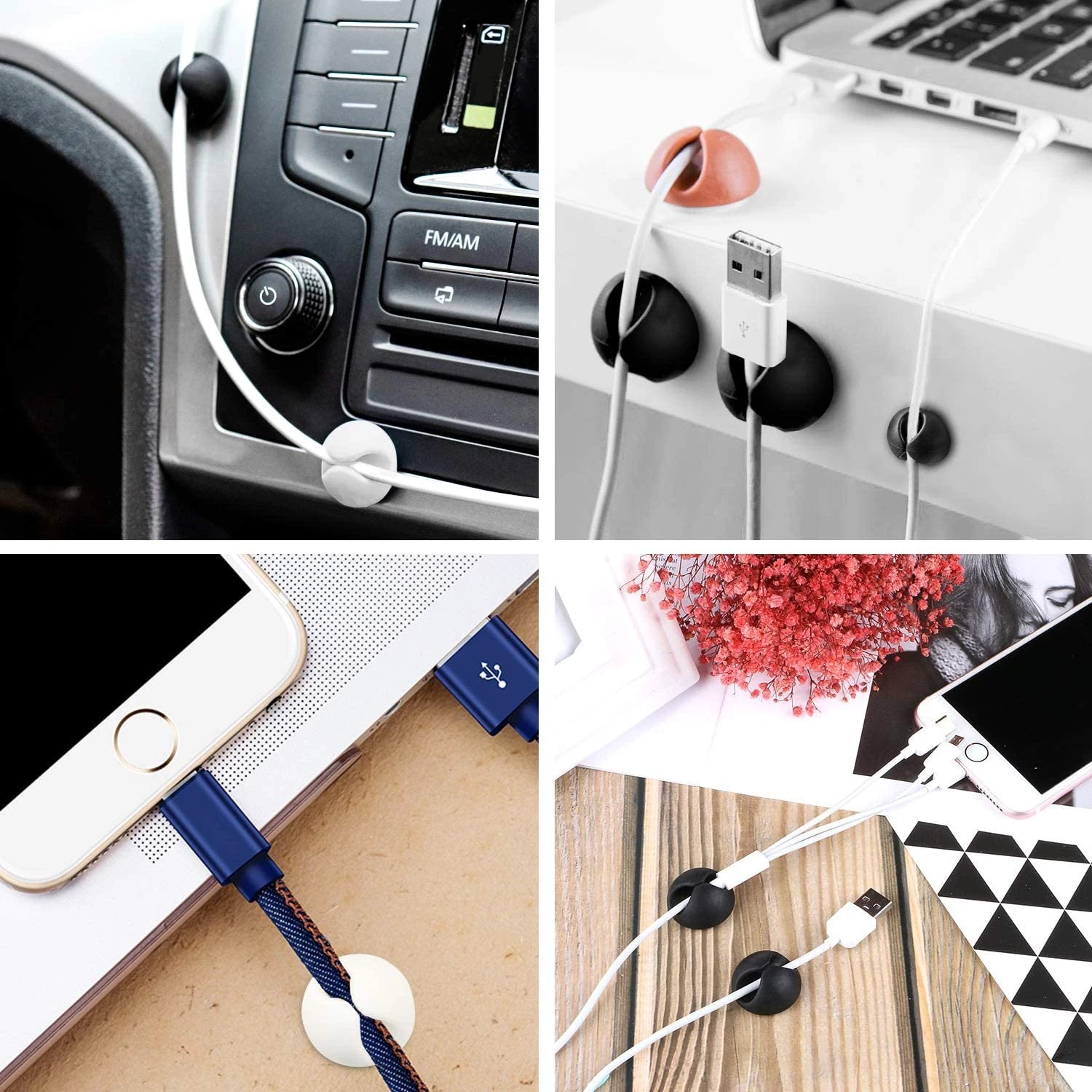 1334 Cable Clips Multi Purpose Cable Organizer Wire Holder For Desk And Table Use by Wukusy