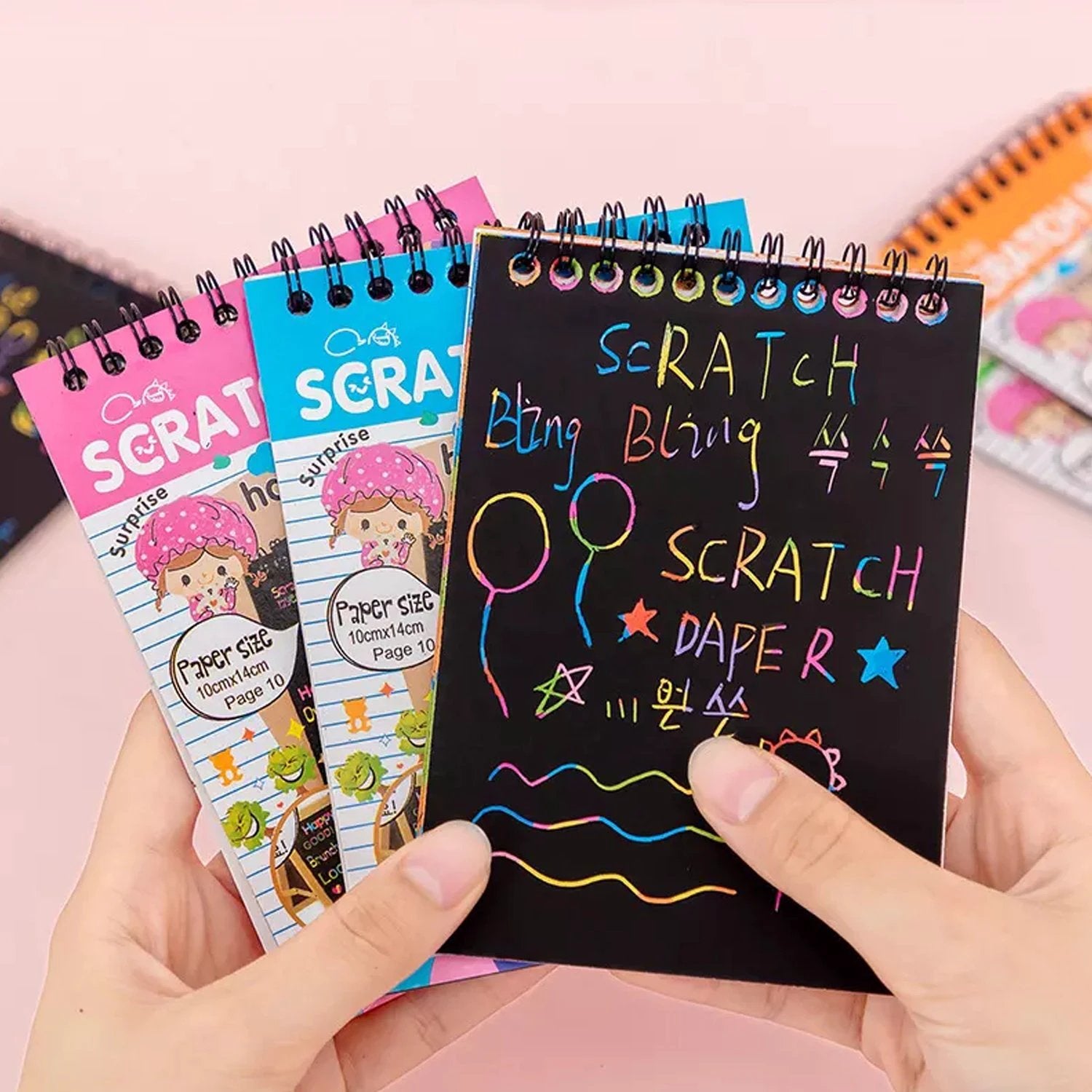 Crafts Rainbow Scratch Art Paper Book Sheets - 10 Pages (Pack of 1) - 69KART