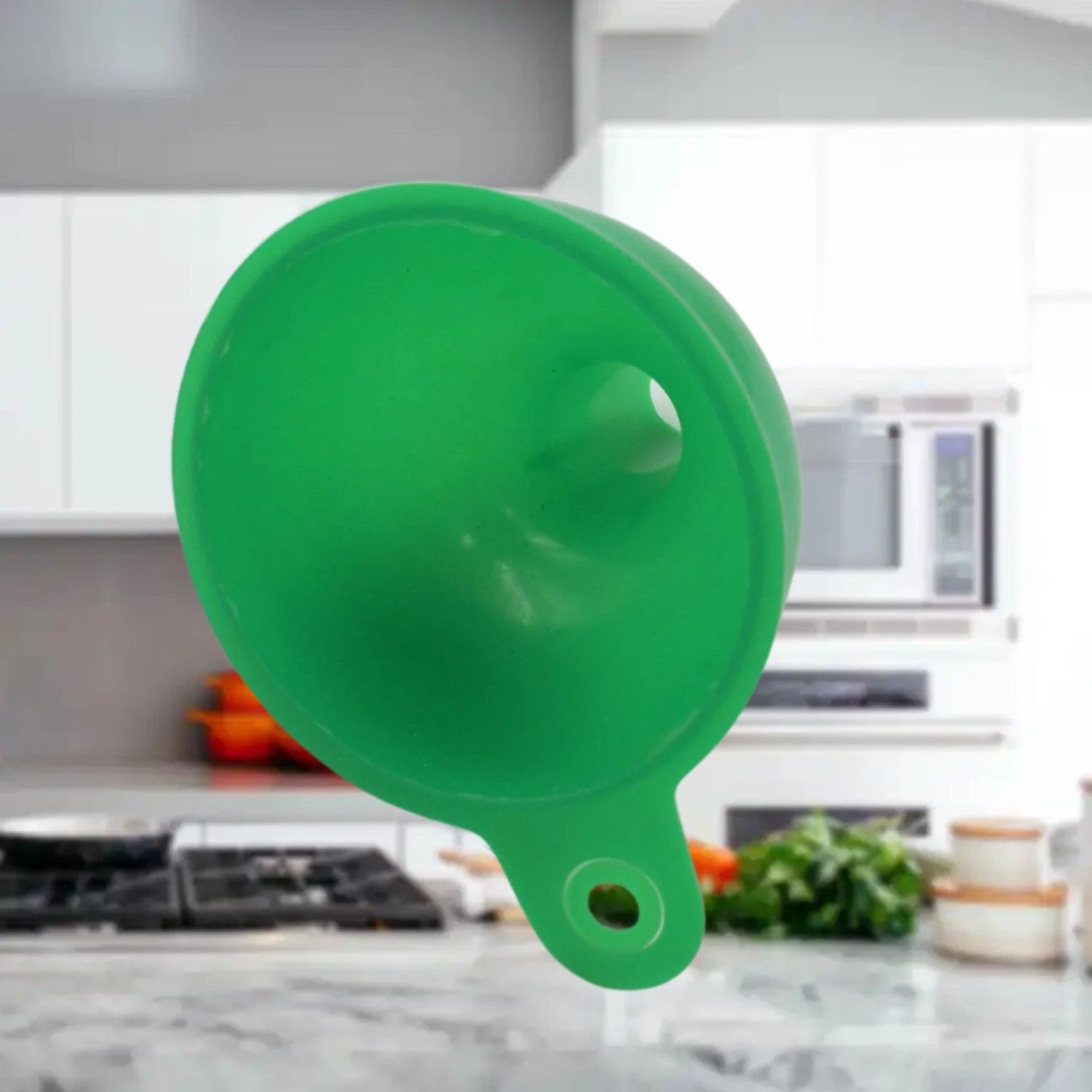 4237 Silicone Funnel For Pouring Oil Sauce Water Juice And Small Food-grainsfood Grade Silicone Funnel (1 Pc Green) by Wukusy