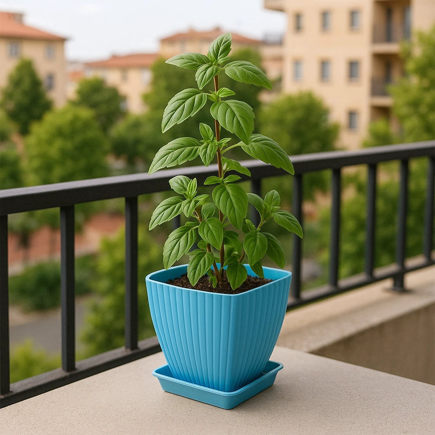 Trendy Square Plastic Flower Pots Set Of 5 - 69KART
