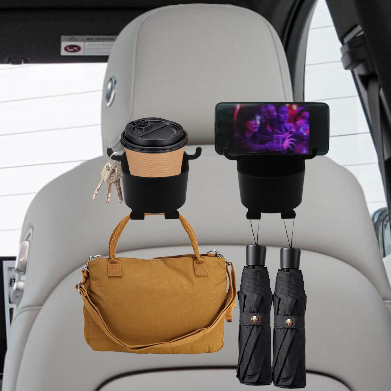 Car Headrest Backseat Organizer 3-in-1