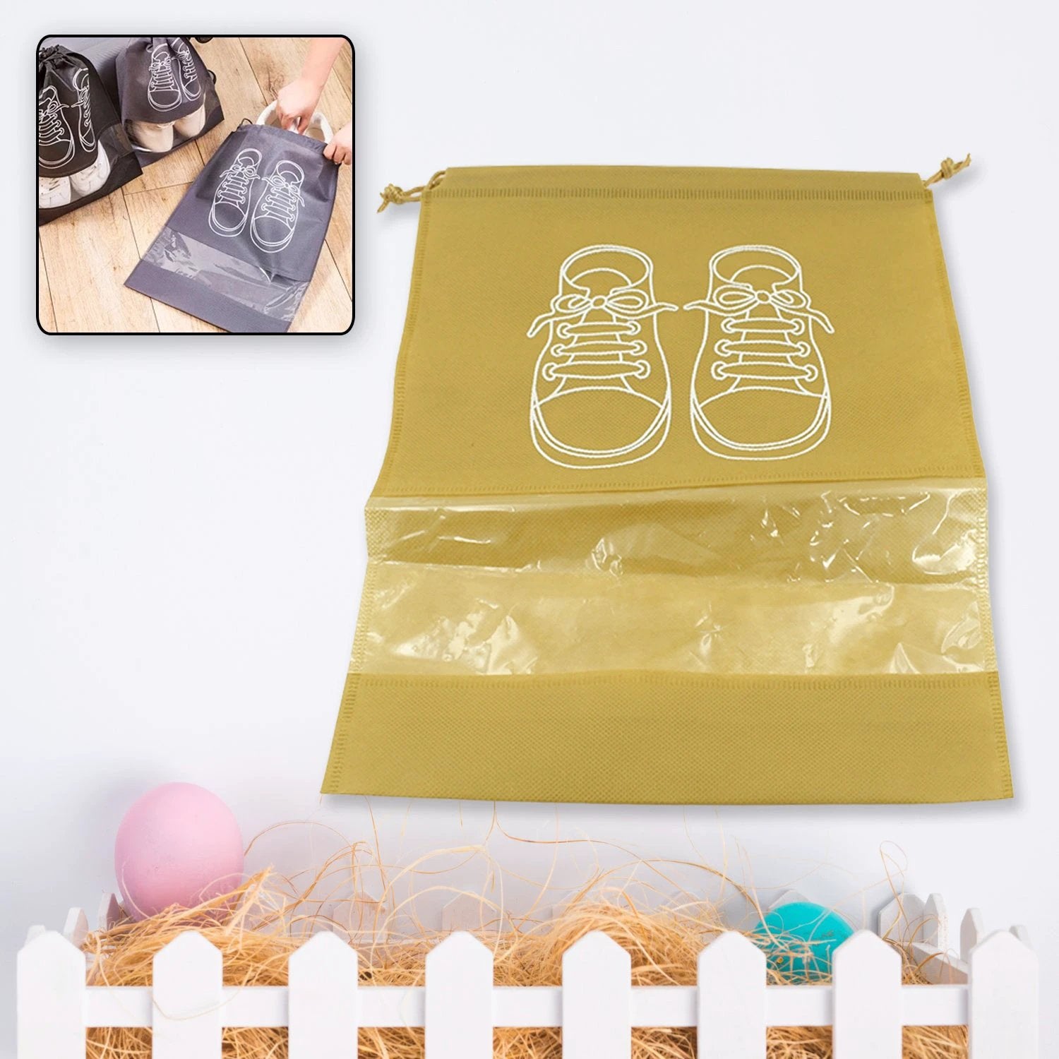 Beach Bag Shoes Storage Bag Closet Organizer Non-woven Travel Portable Bag Waterproof Pocket Clothing Classified Hanging Bag Shoe Bag Luggage Travel Portable Shoe Pouch Non Woven Transparent Window (1 Pc ) by Wukusy