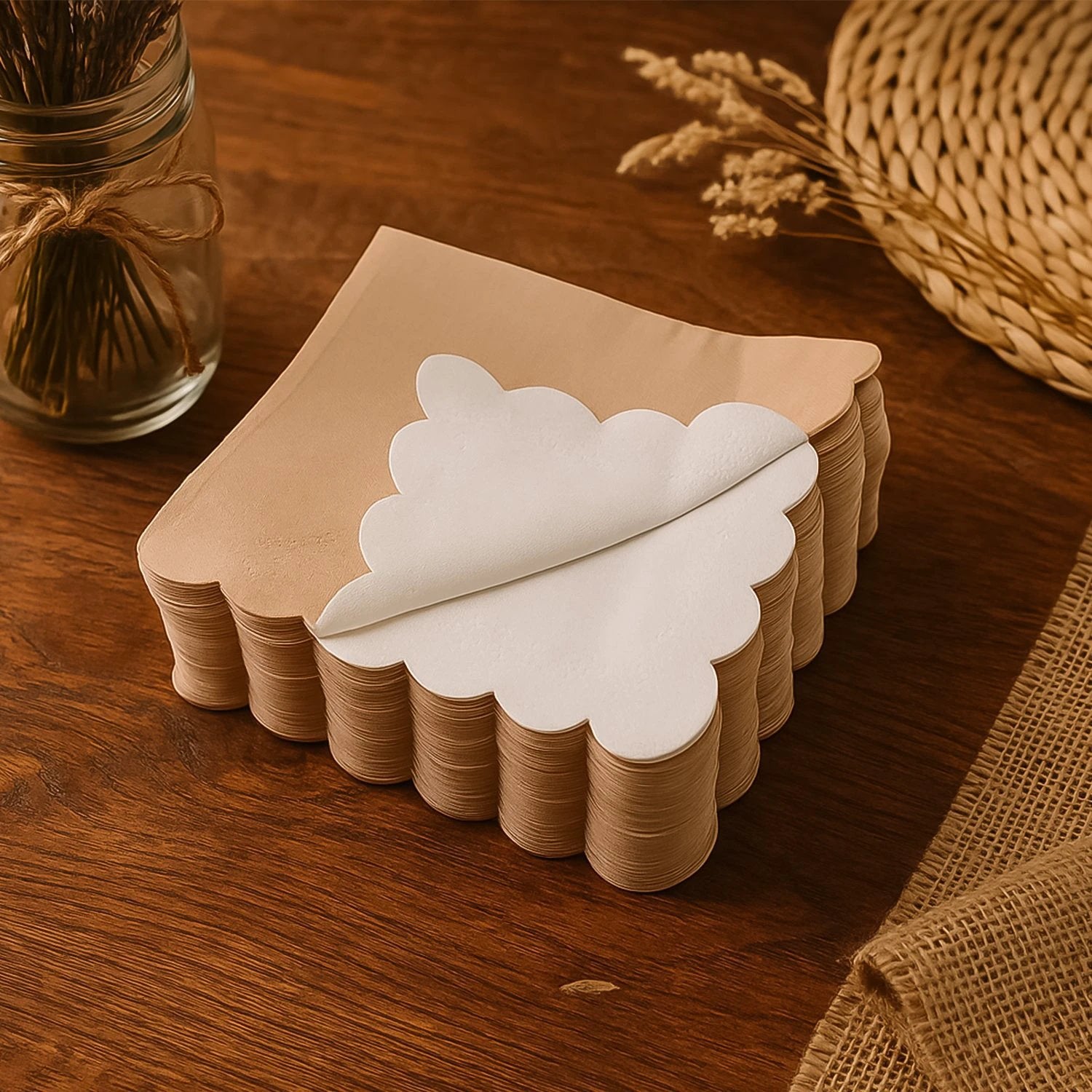 Disposable Scalloped Edge Tissue Napkins Set (120 Pc) - 69kart
