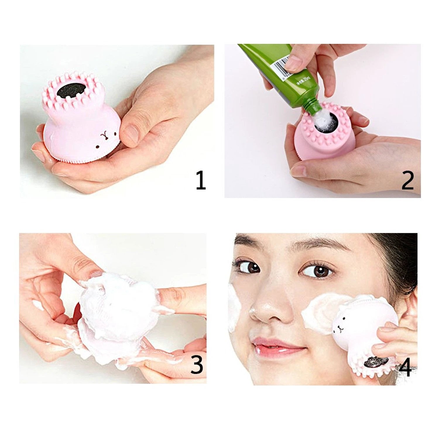 1671 Facial Cleansing Brushes Cute Octopus Shape Silicone Face Scrubber Massager Skincare Tool (1pc) - 69kart