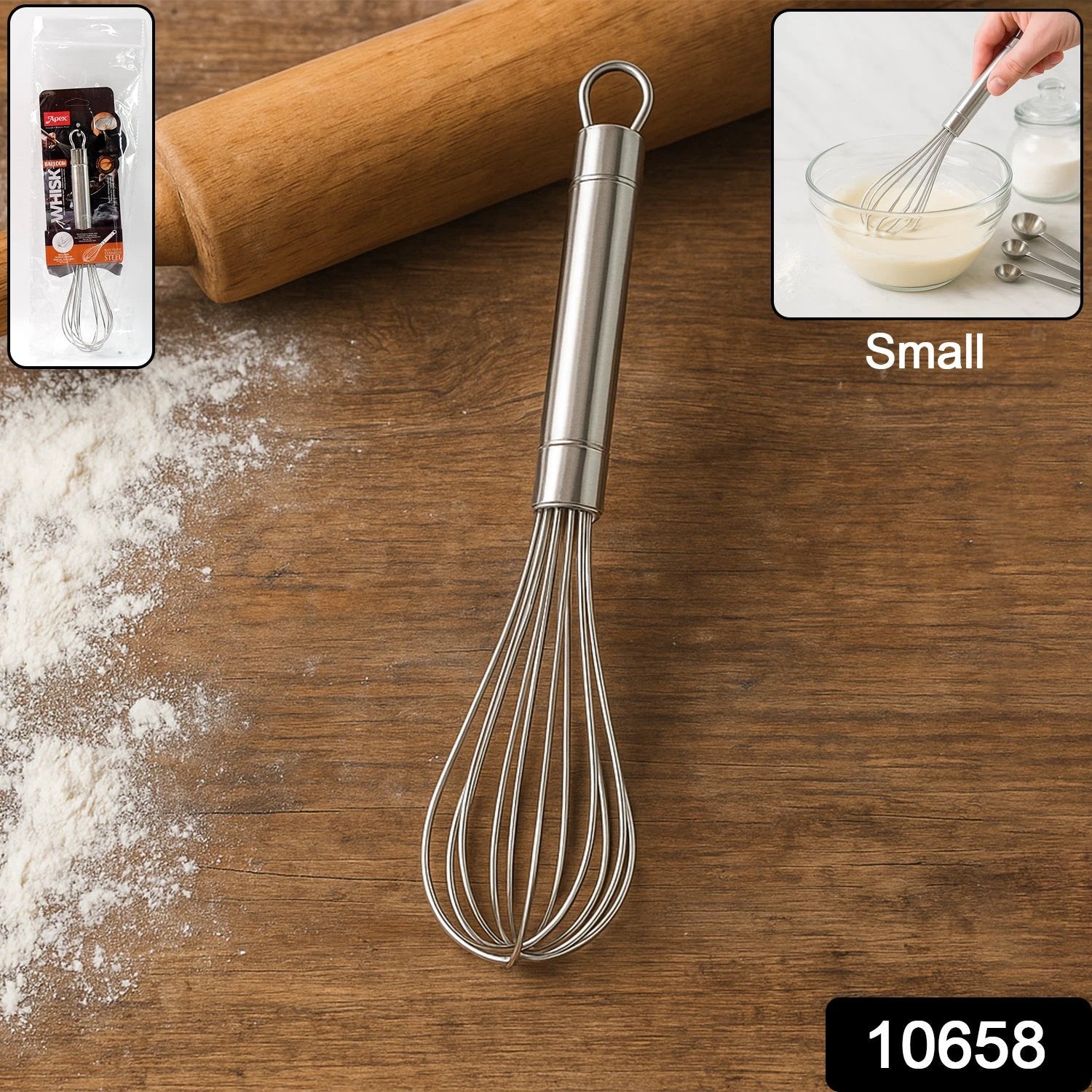 Apex Stainless Steel Small Hand Whisk (1 Pc) by Wukusy