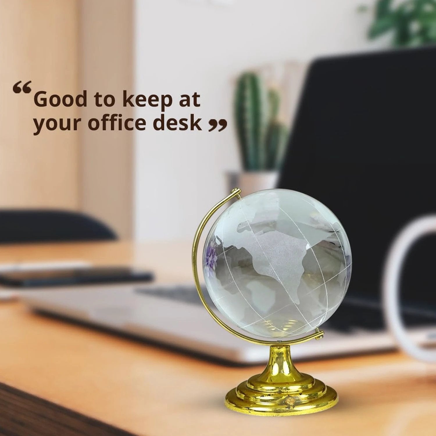 Crystal Globe World Map 50 Mm With Golden Stand (1 Pc) by Wukusy
