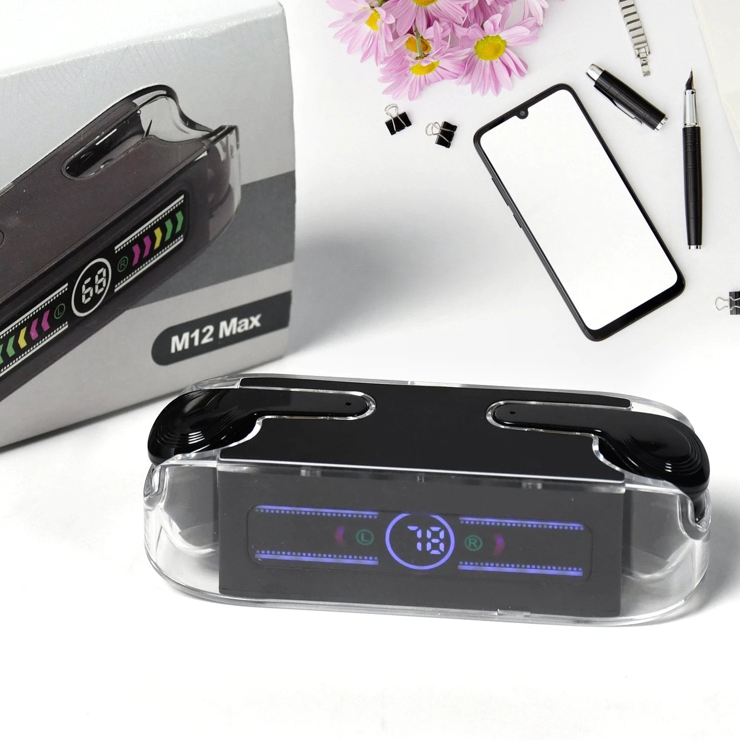 6705 Earphones With Touch Control Black Bluetooth M12 Max Wireless Technology Stereo Sound Made With High-end Material by Wukusy