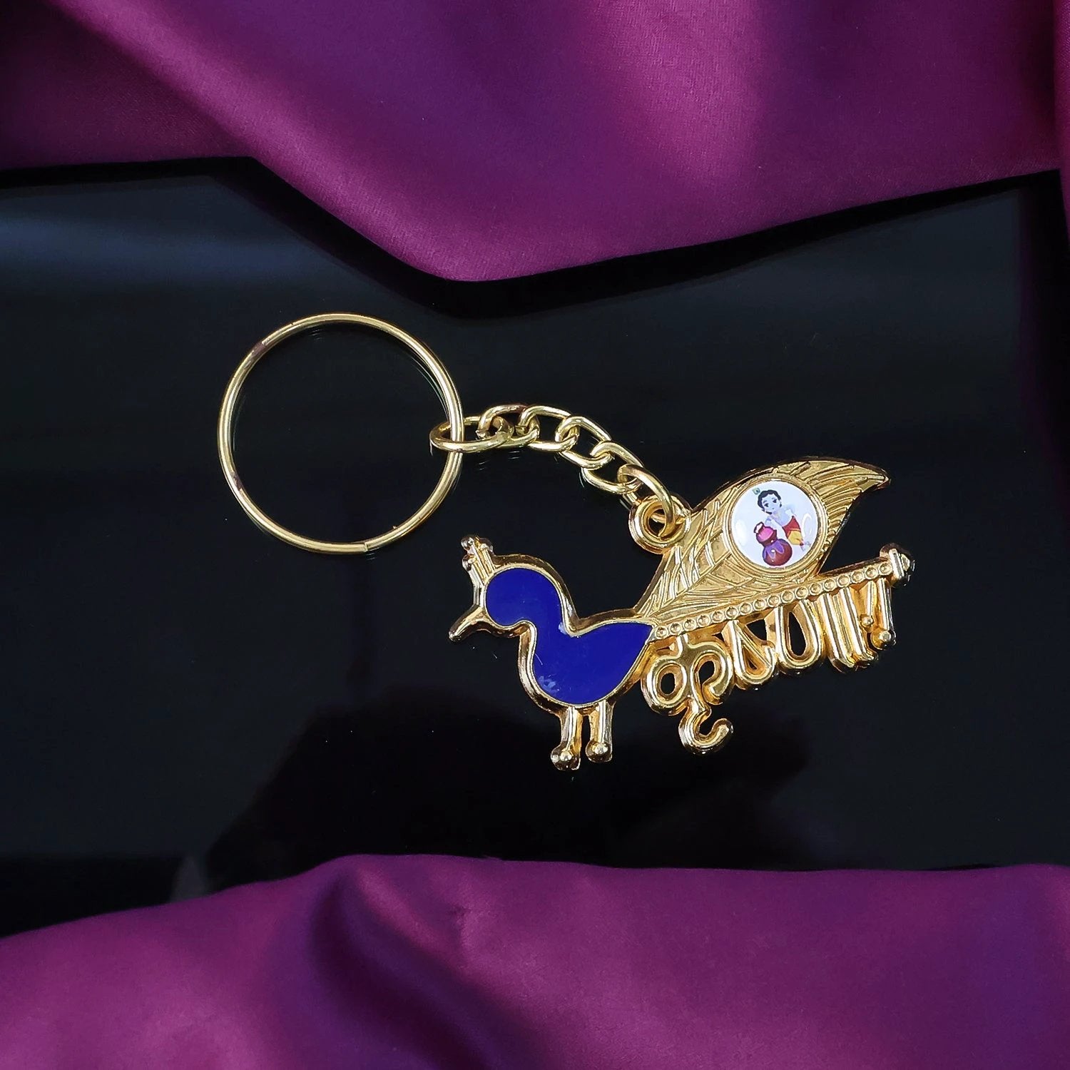 Premium Krishna-themed Decorative Metal Keychain by Wukusy