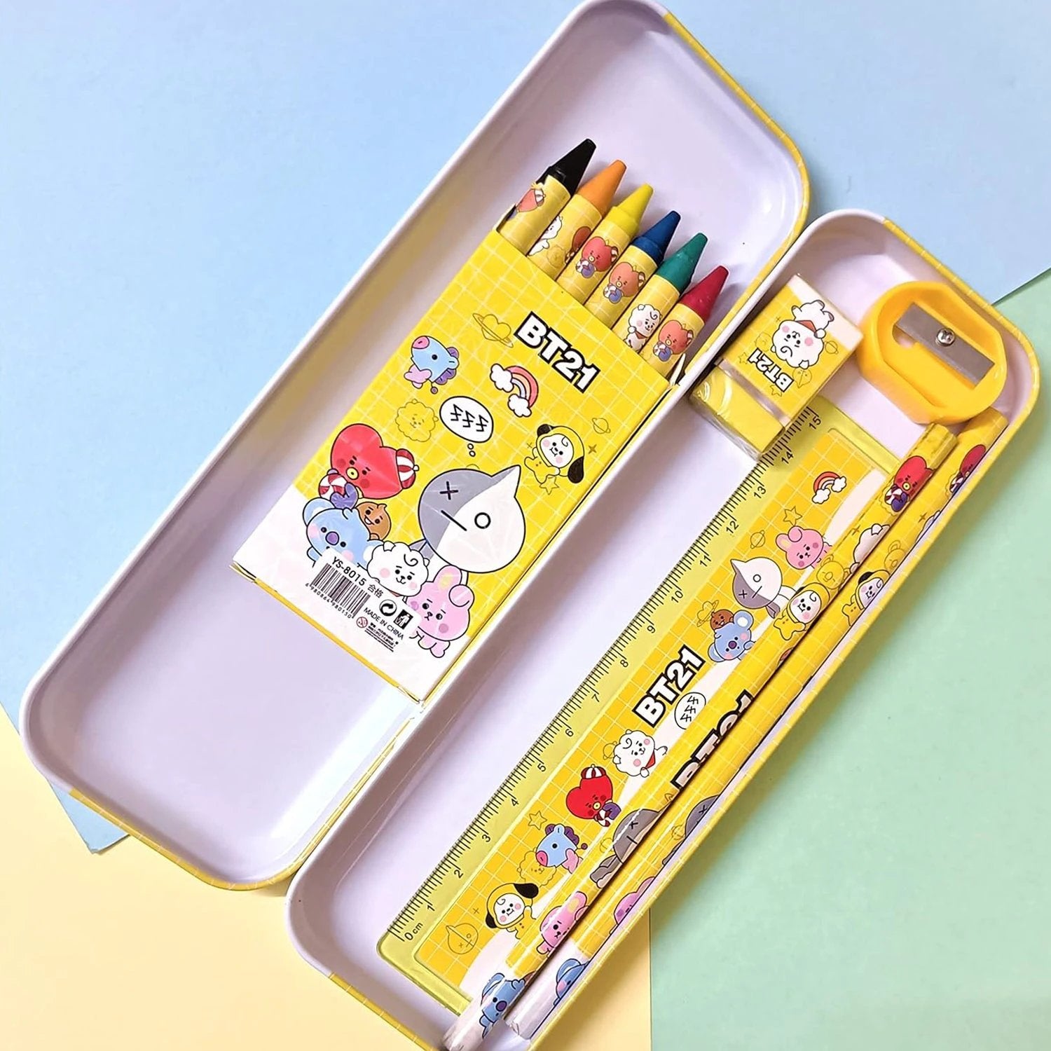 3294 Stationery Kit For Kids - Stationery Set Includes Metal Pencil Box Sharpener Pencil And Eraser Set School Supply Set Birthday Return Gift For Kids Boys Girls (12 Pc Set) - 69KART