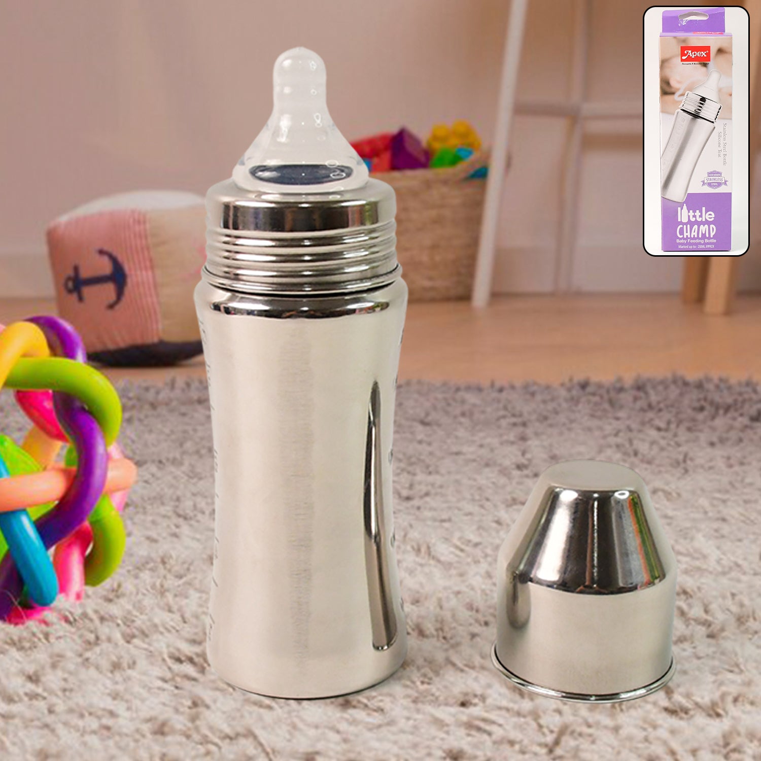 Apex Stainless Steel Baby Feeding Bottle 250ml