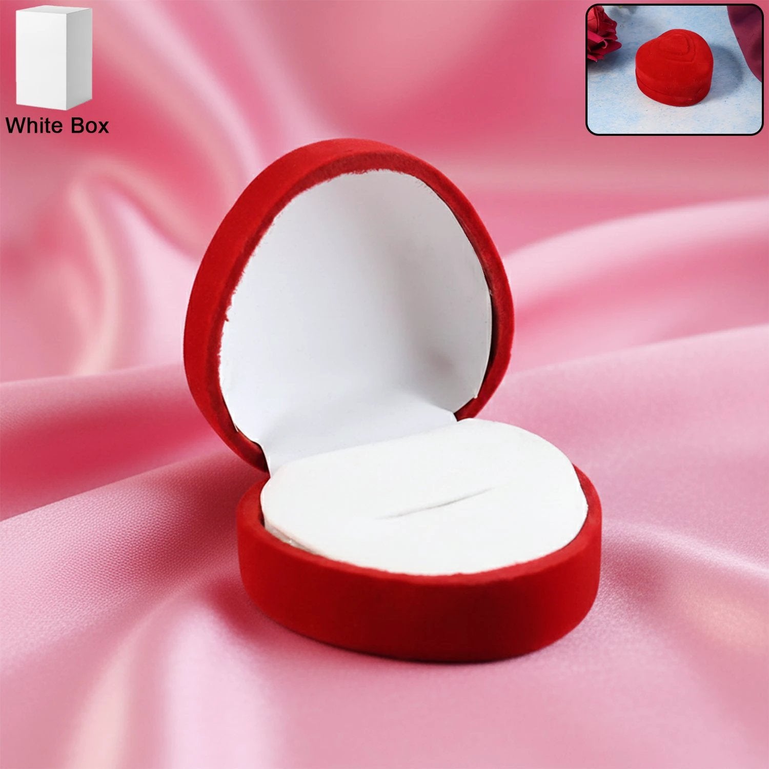 Premium Heart-shaped Velvet Jewellery Ring Box (1 Pc) by Wukusy