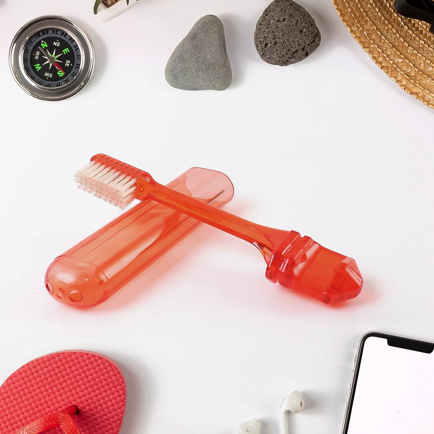 Portable Folding Toothbrush With Built-in Travel Case (1 Pc) - 69KART