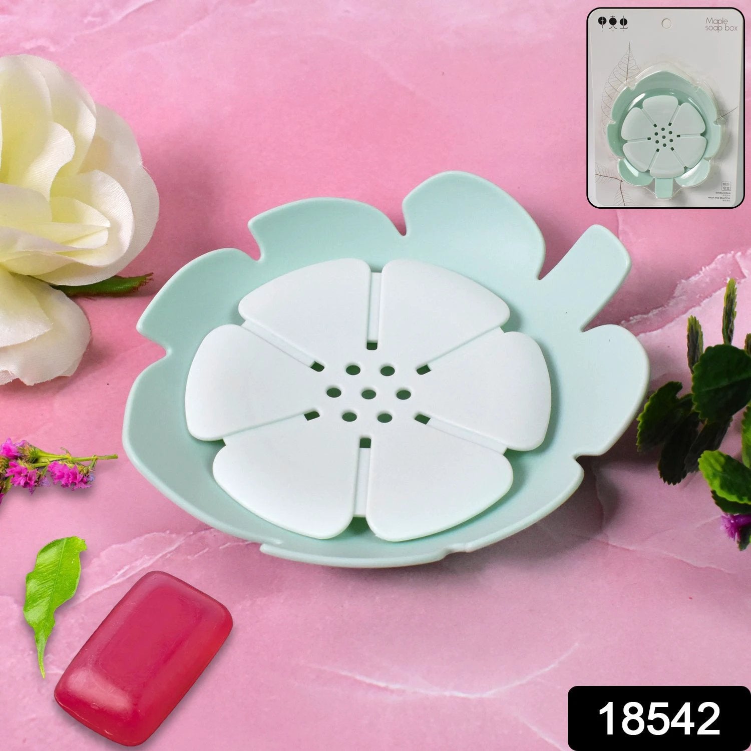 Plastic Flowers Soap Dish Bathroom Accessories Set Shower Gift (1 Pc) - 69kart