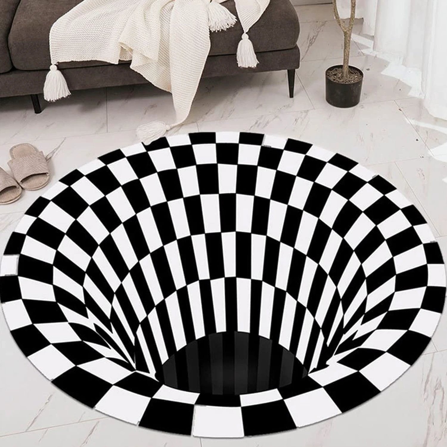 3d Space Round Carpet Floor Mat Non-woven Doormat (1 Pc  78 Cm) - 69kart