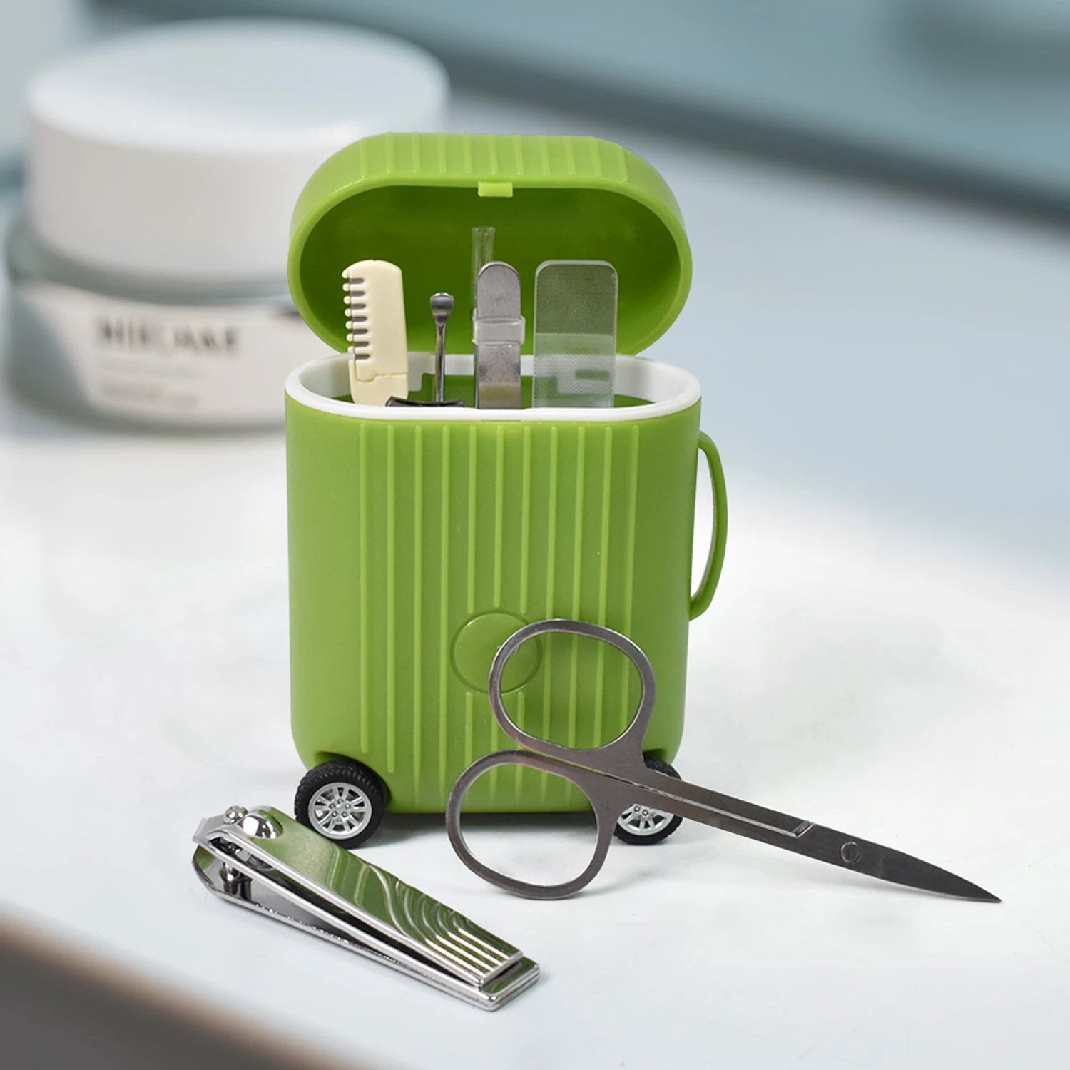 Manicure Kit Pedicure Tools For Feet Nail Clipper (8 Pcs Set  With Mini 4 Wheel Suitcase Trolley) - 69KART