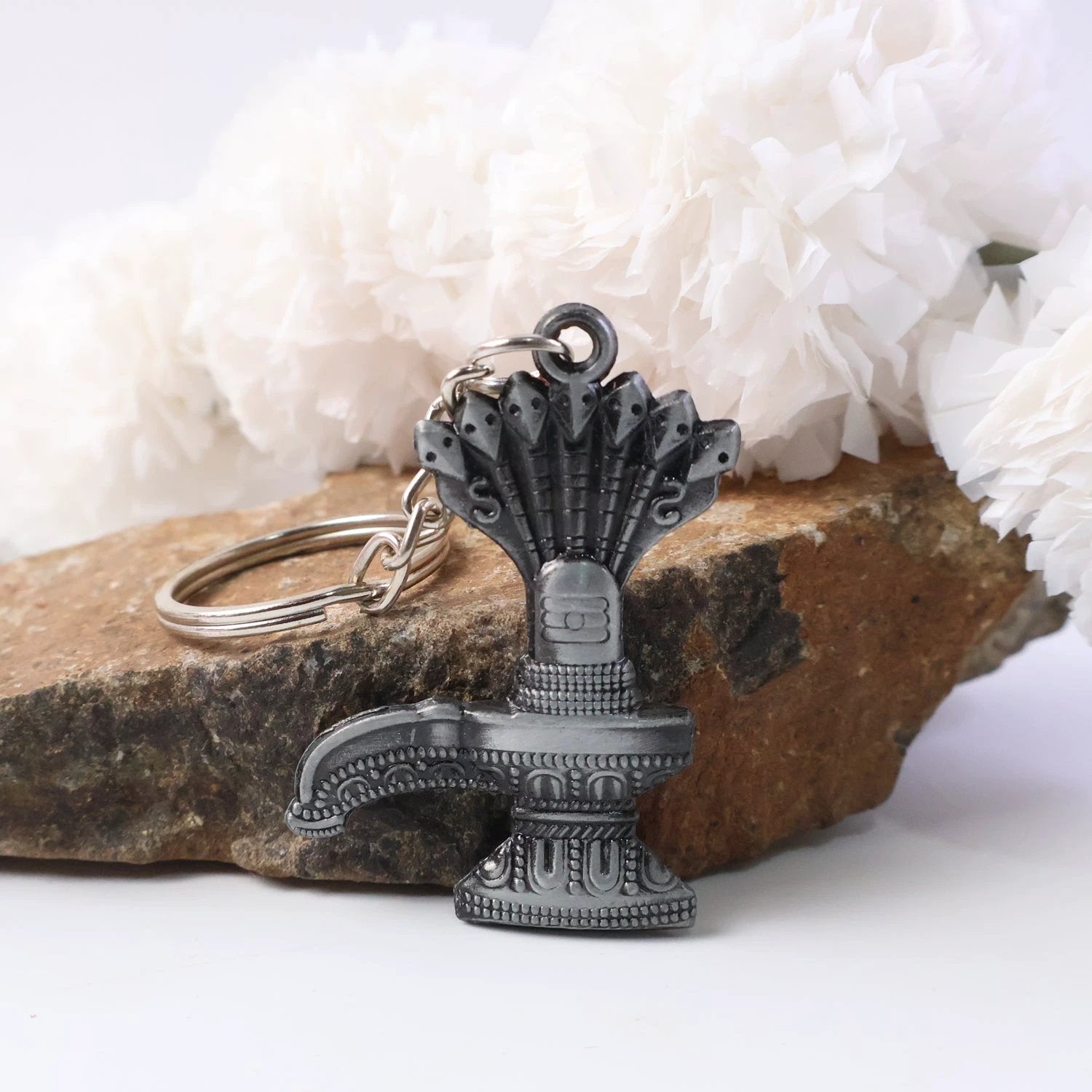 Shiva Lingam with Naag Metal Keychain by Wukusy