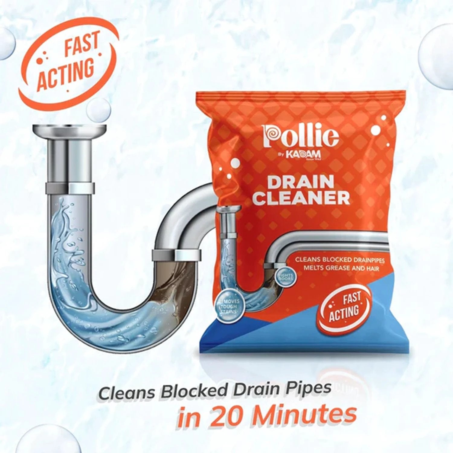 Pollic Kadam Powerful Drain Cleaner Sachet (50 Gm) by Wukusy