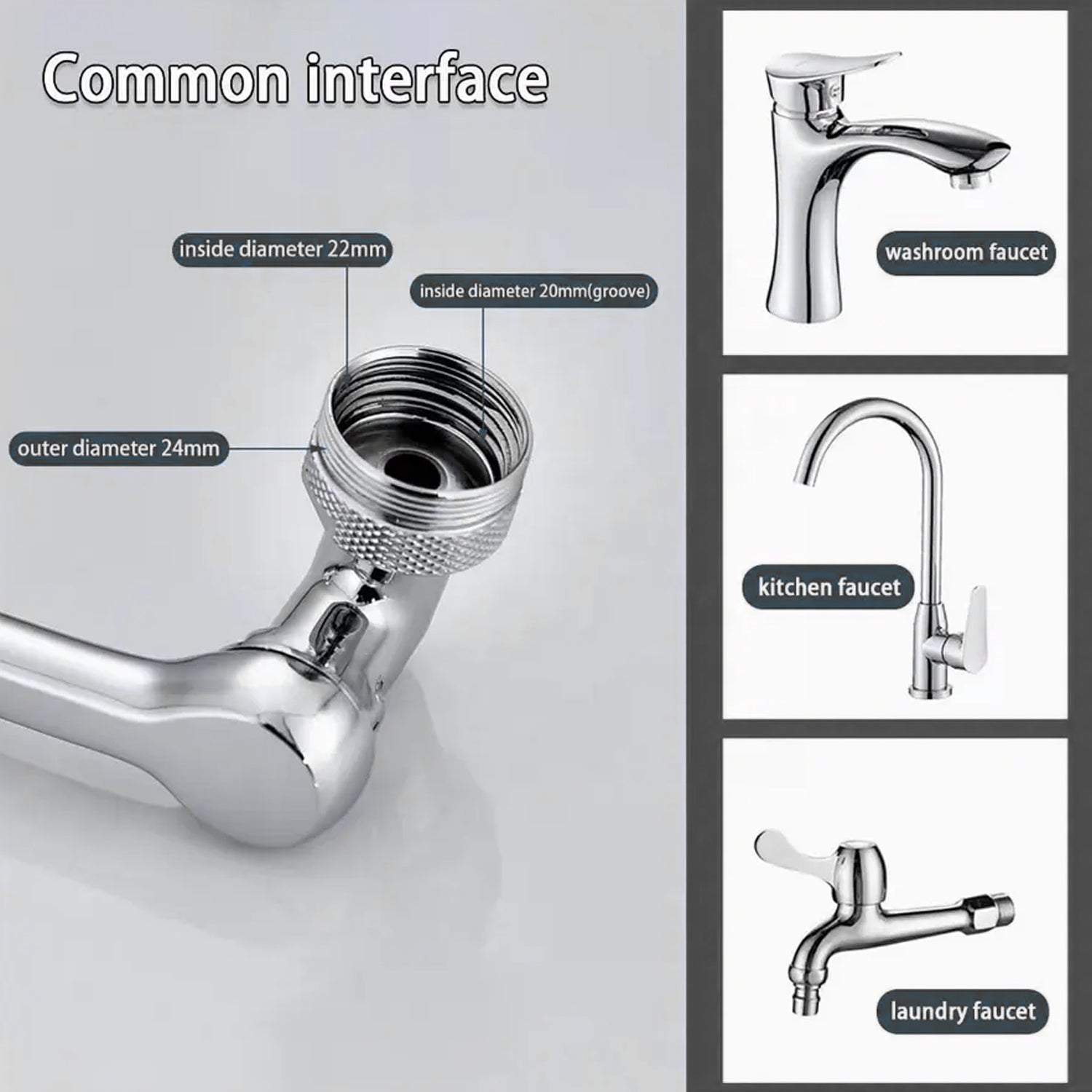 Splash Faucet Filter Faucet 1080 Rotating Faucet Sprayer Head Double O-ring Design Movable Tap Water Saving Sink Aerator Extender For Bathroom Kitchen