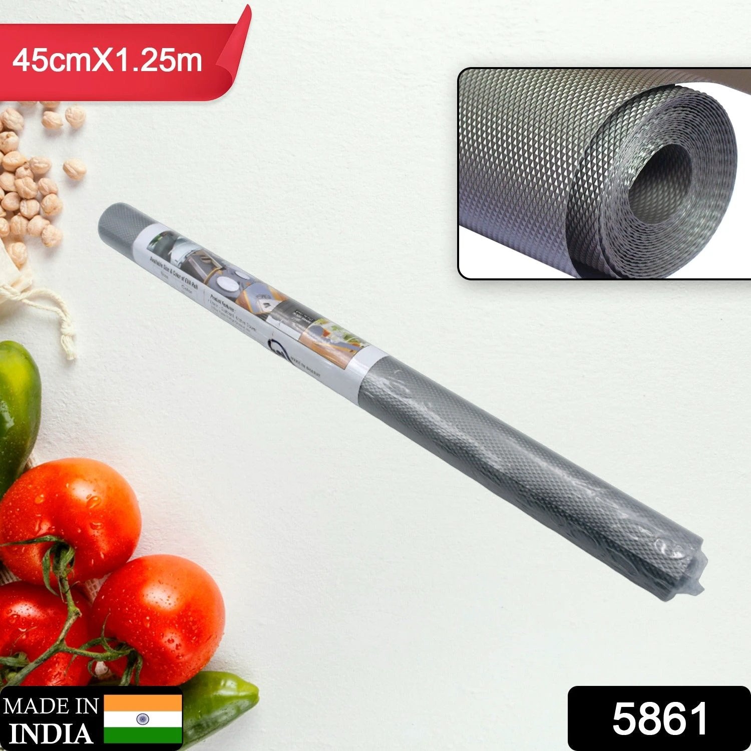 5861 Multipurpose Anti-slip Bathroom Kitchen Cabinet Drawer Shelf Mat Liner Sheets Roll Fridge Mat Table Mat Anti-slip Super Strong Placement Mat For Fridge Bathroom Kitchen Drawer Shelf Liner (45cmx1.25m) by Wukusy