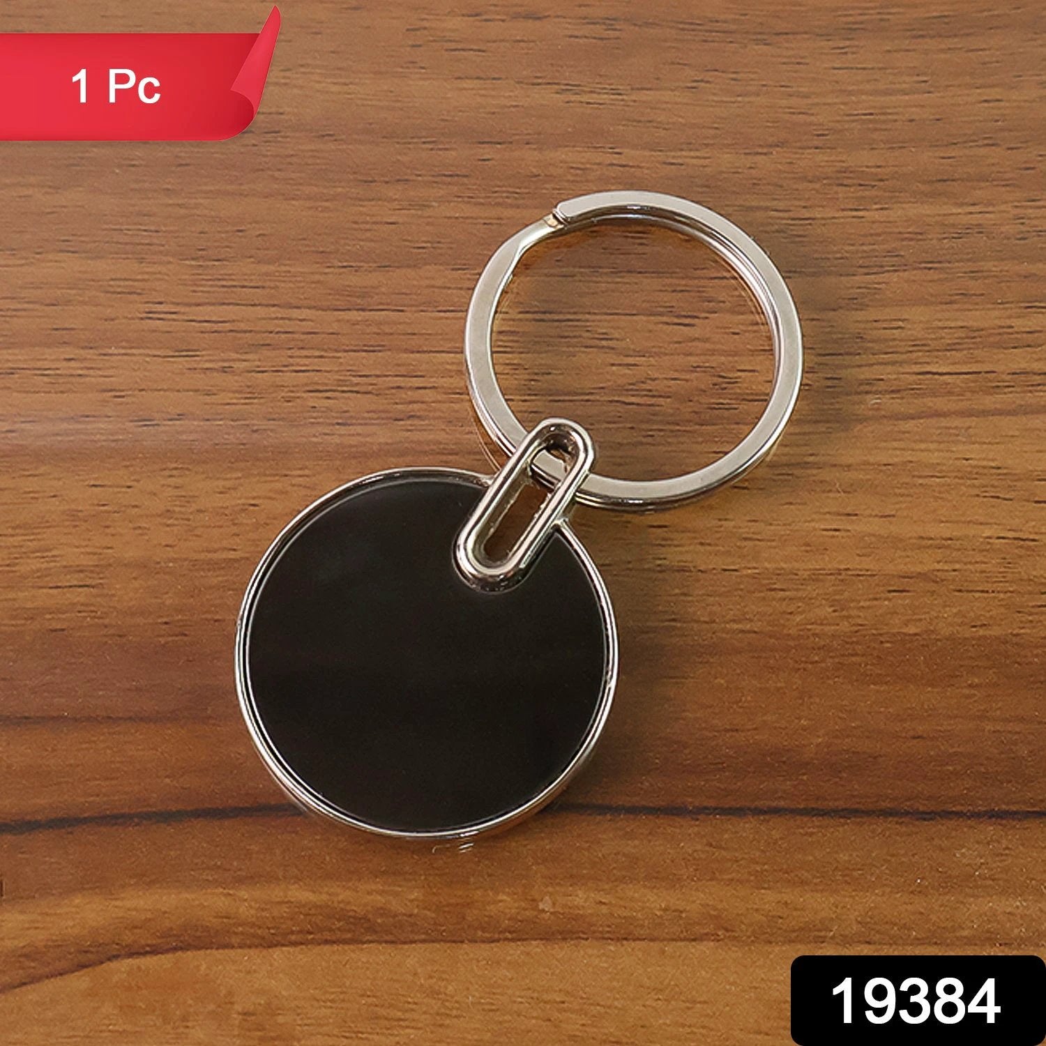 Black Round Metal Keychain by Wukusy