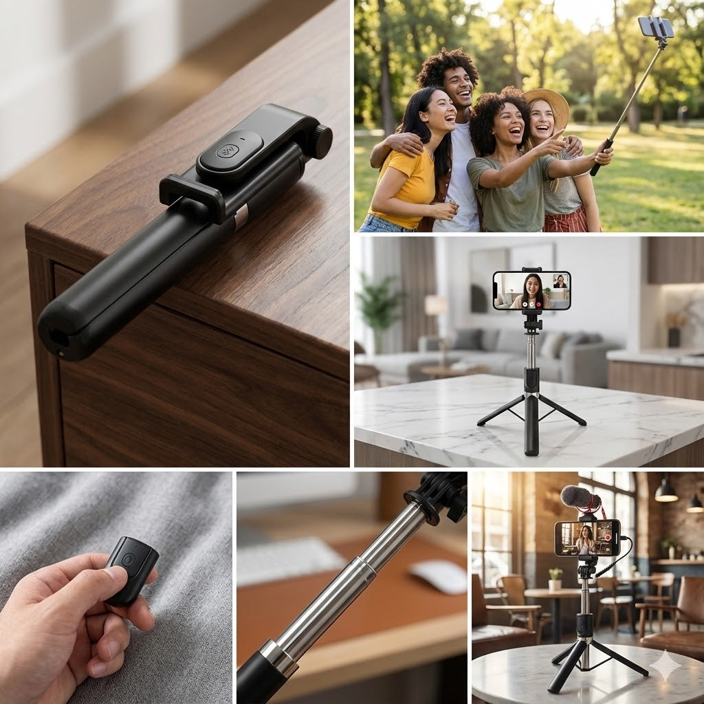 Selfie Stick with Tripod Stand & Bluetooth Remote