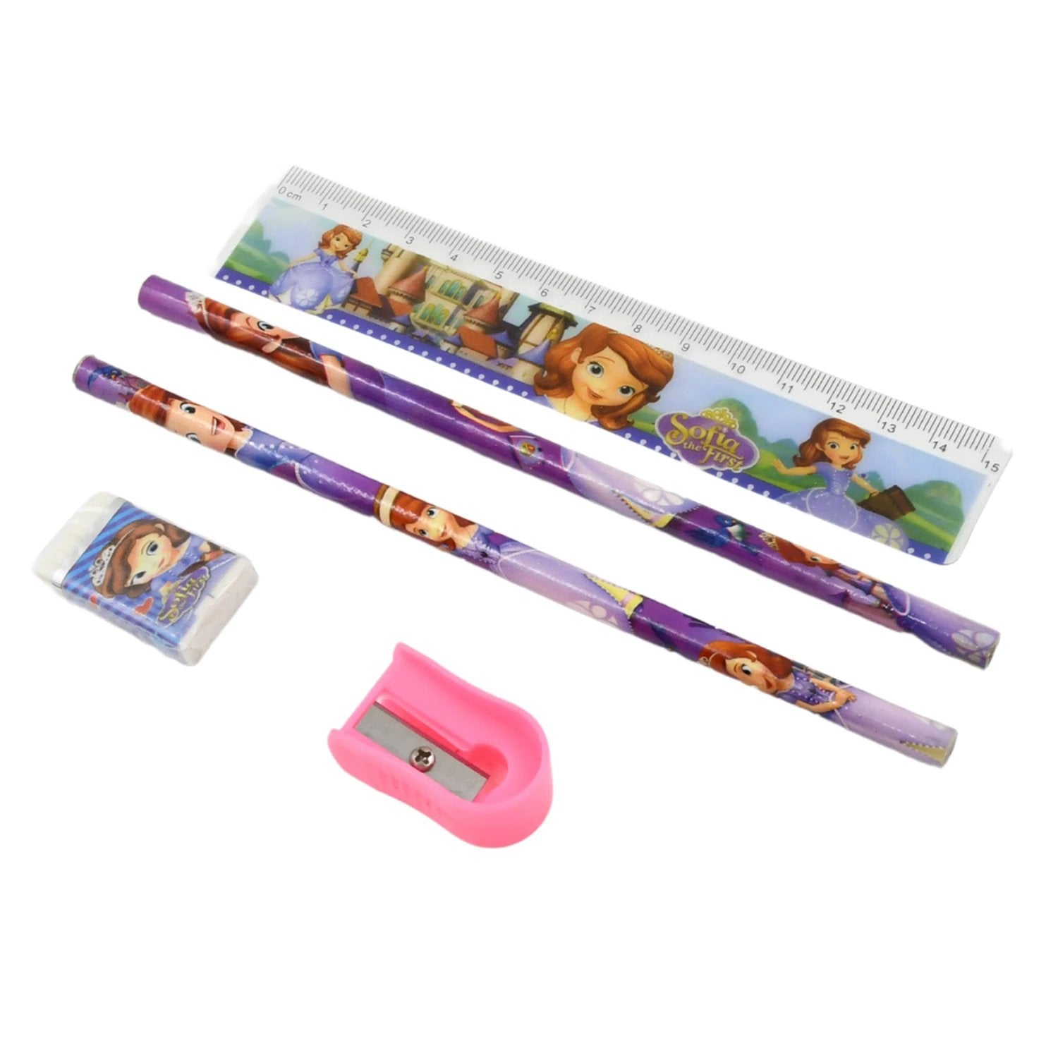 5 In 1 Mix Stationery Gift Set For Kids Stationary Set Including 2 Pencil Ruler Rubber Pencil Sharpener School Office Product Gift (5 Pcs Set) - 69KART